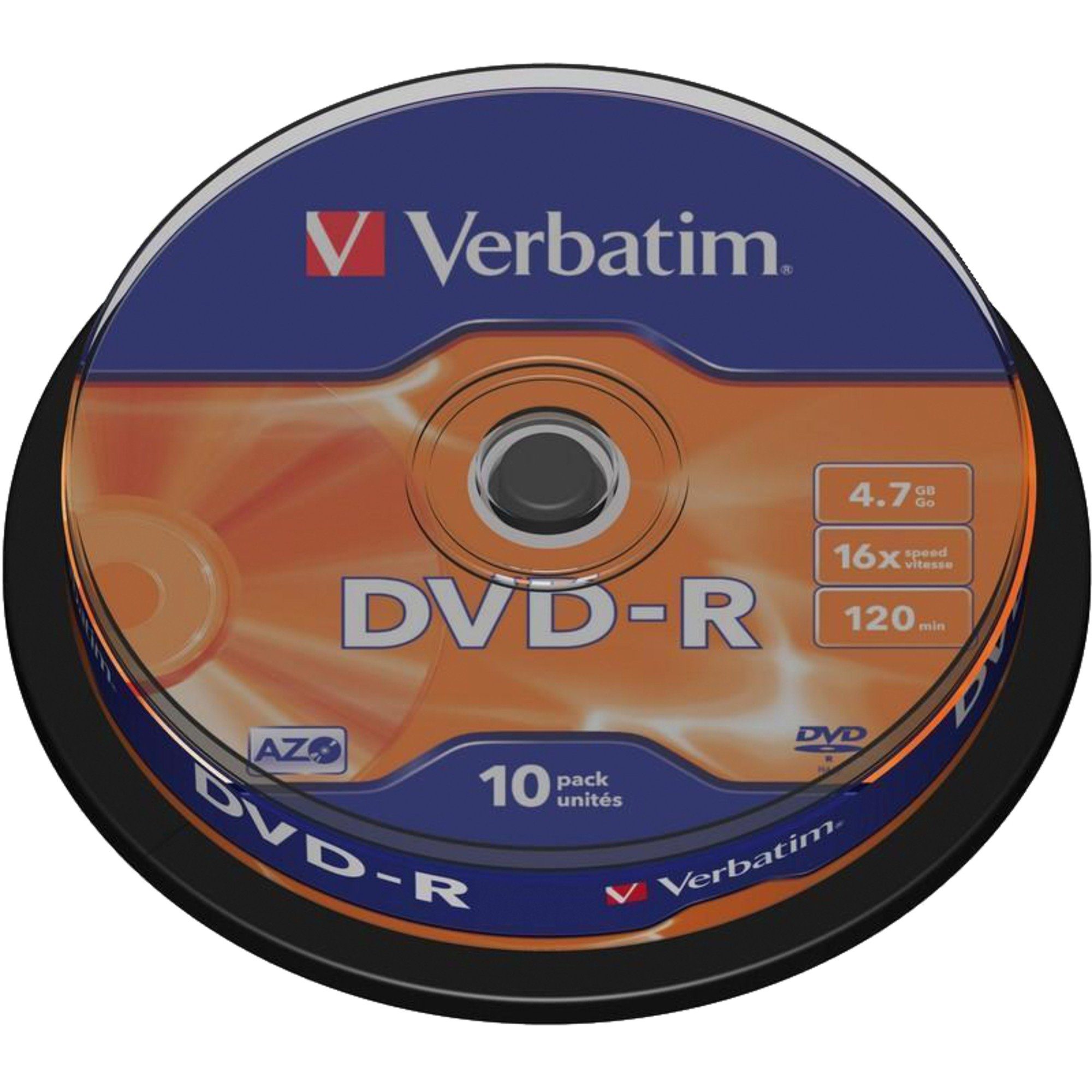 Verbatim DVD-Rohling Verbatim DVD-R 4,7 GB, DVD-Rohlinge, (16fach, 10