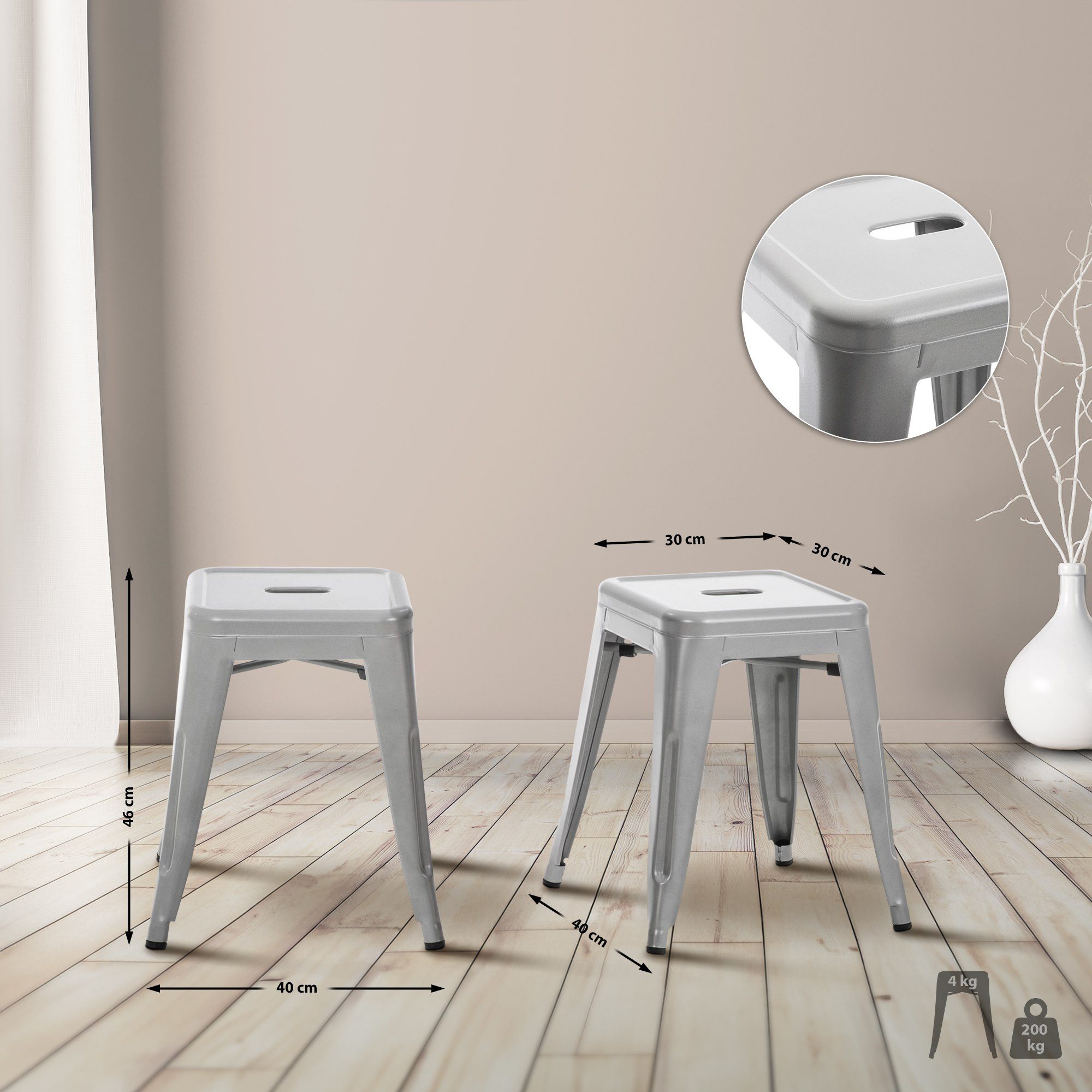 CLP Sitzhocker Armin, stapelbar, Hocker aus Metall, bis 200 kg belastbar günstig online kaufen