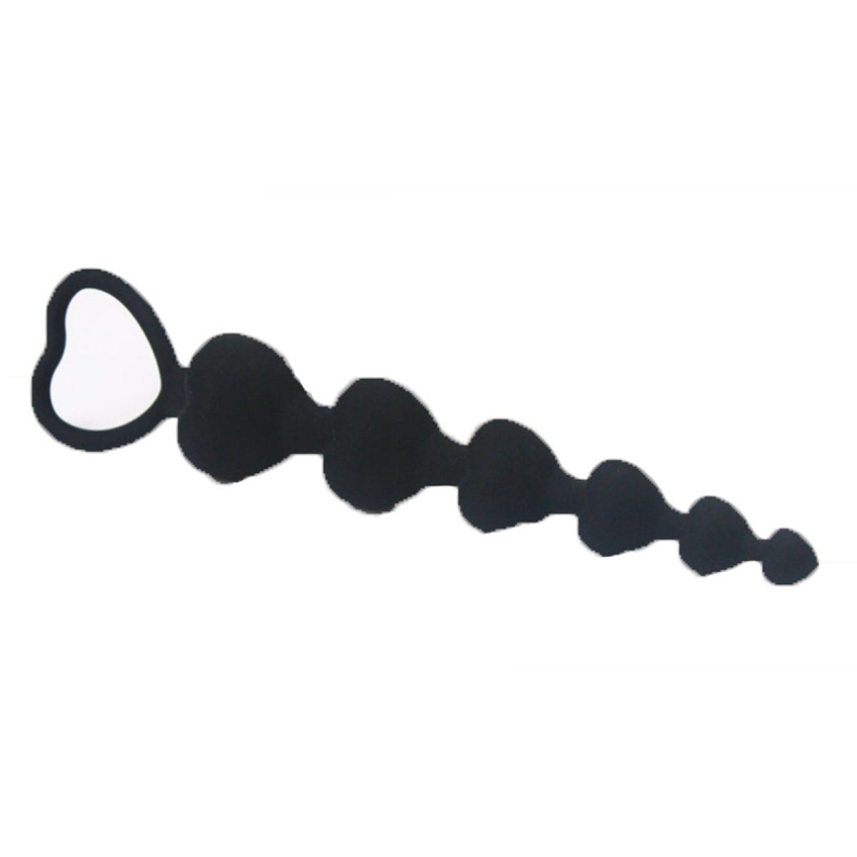 TPFSecret Analkette mit Herzen für Männer und Frauen, ergonomische große 18,5cm Anal Perlen Kette, mit 6 Kugeln und unterschiedlichem Durchmesser - Farbe: Schwarz