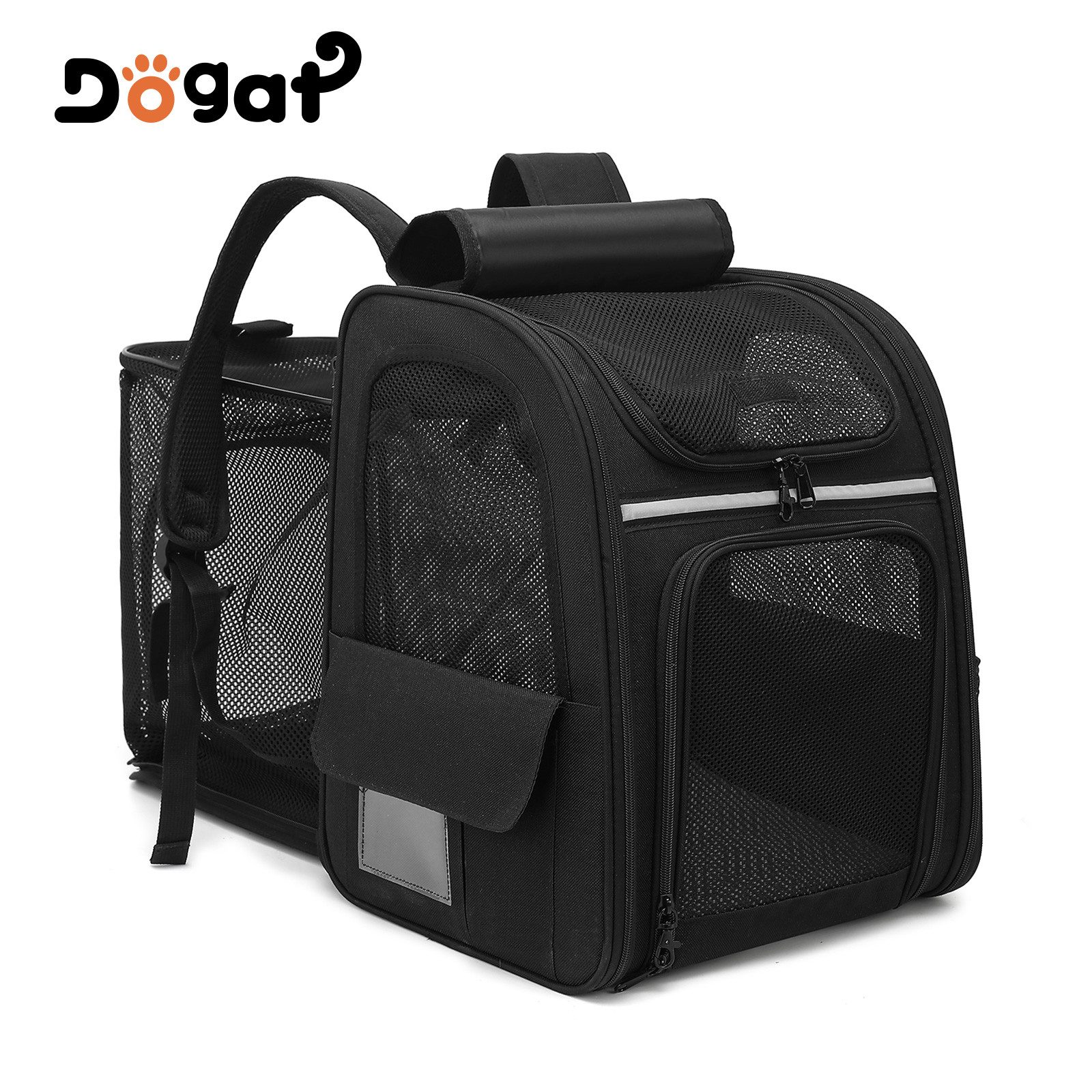 Dogat Tiertransporttasche Tiertransporttasche mit Mesh-Fenstern XXL Katzenrucksack – Faltbar bis 8 kg, BxTxH: 28 x 34 x 41 cm erweiterbar katzenrucksack für Hunde, Katzen