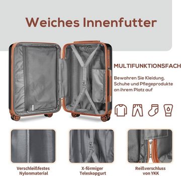 JOYWAY Kofferset Reisek Hartschale Handgepäck, 4 Rollen, mit USB-Anschluss und Getränkehalter 4 Rollen TSA-Schloss