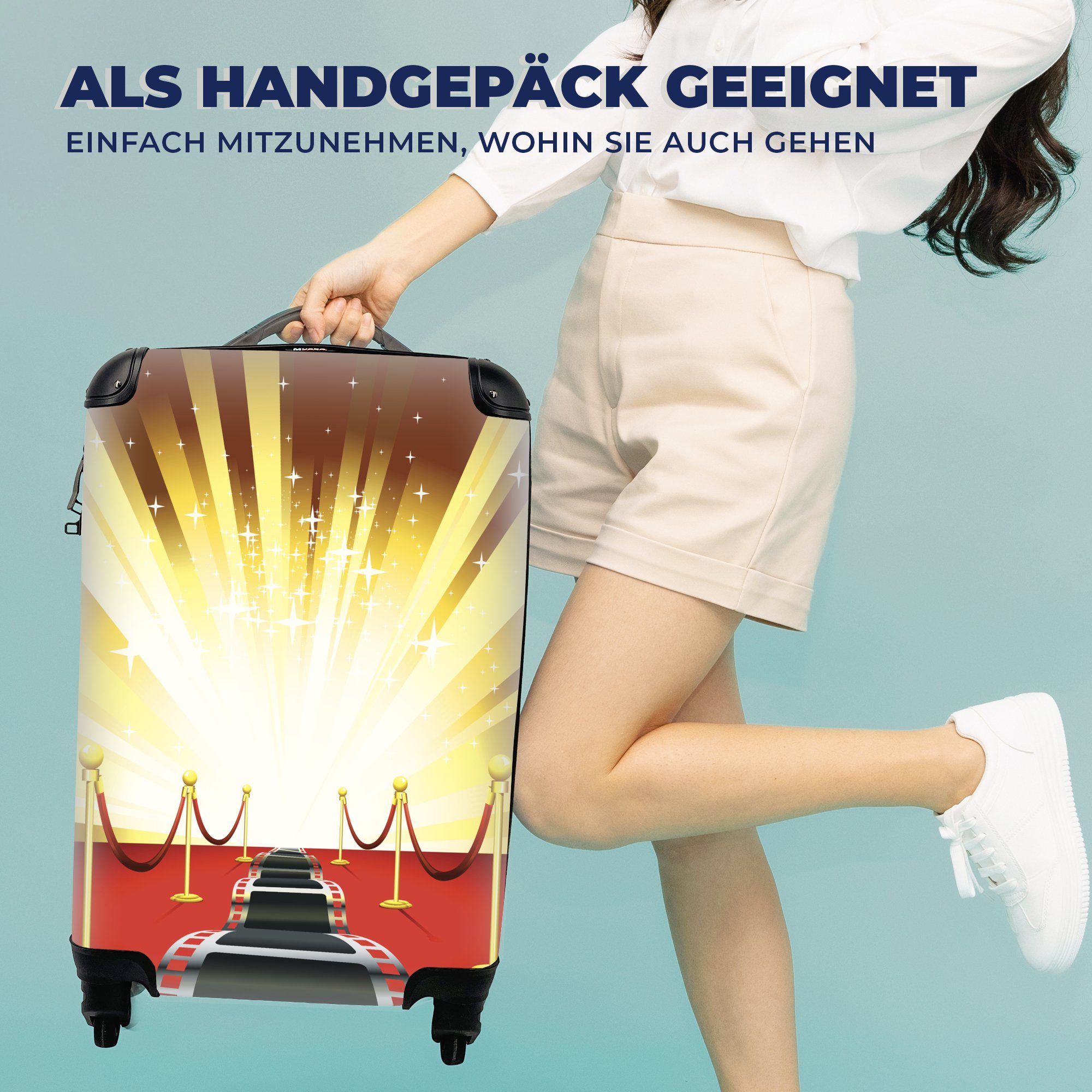 mit rollen, MuchoWow eines Läufers Reisekoffer für Ferien, Reisetasche Rollen, Handgepäckkoffer in Handgepäck Hollywood, Illustration Trolley, Eine 4