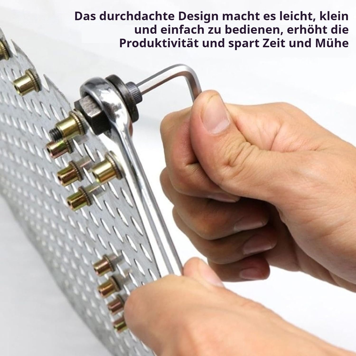QUBEBU Blindniete Nietenzange Nietmuttern, Nieten Set mit Werkzeug Dorn für M3 - M12, (Handnietwerkzeug Set, Rivet Nut Tool Entworfen für Enge Räume, 77 St., Ve – Bild 4 von 5