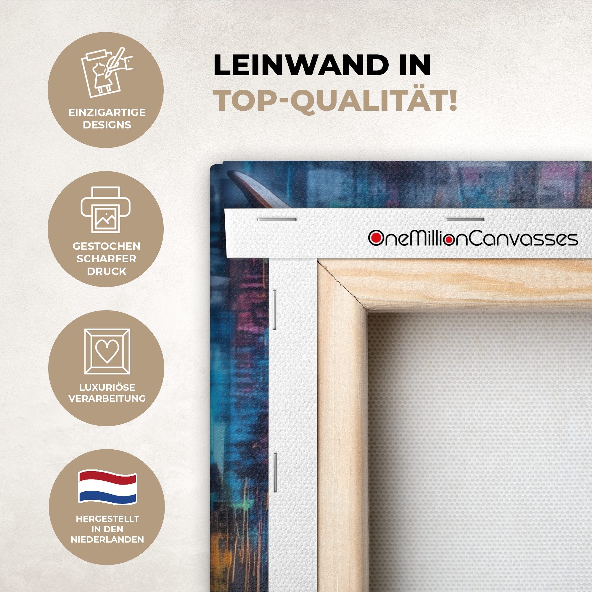 OneMillionCanvasses® Leinwandbild Marmor - Modern - Gold, Fotodruck (1 St), Wandbild, Deko Schlafzimmer Wohnzimmer Flur 20x20 cm