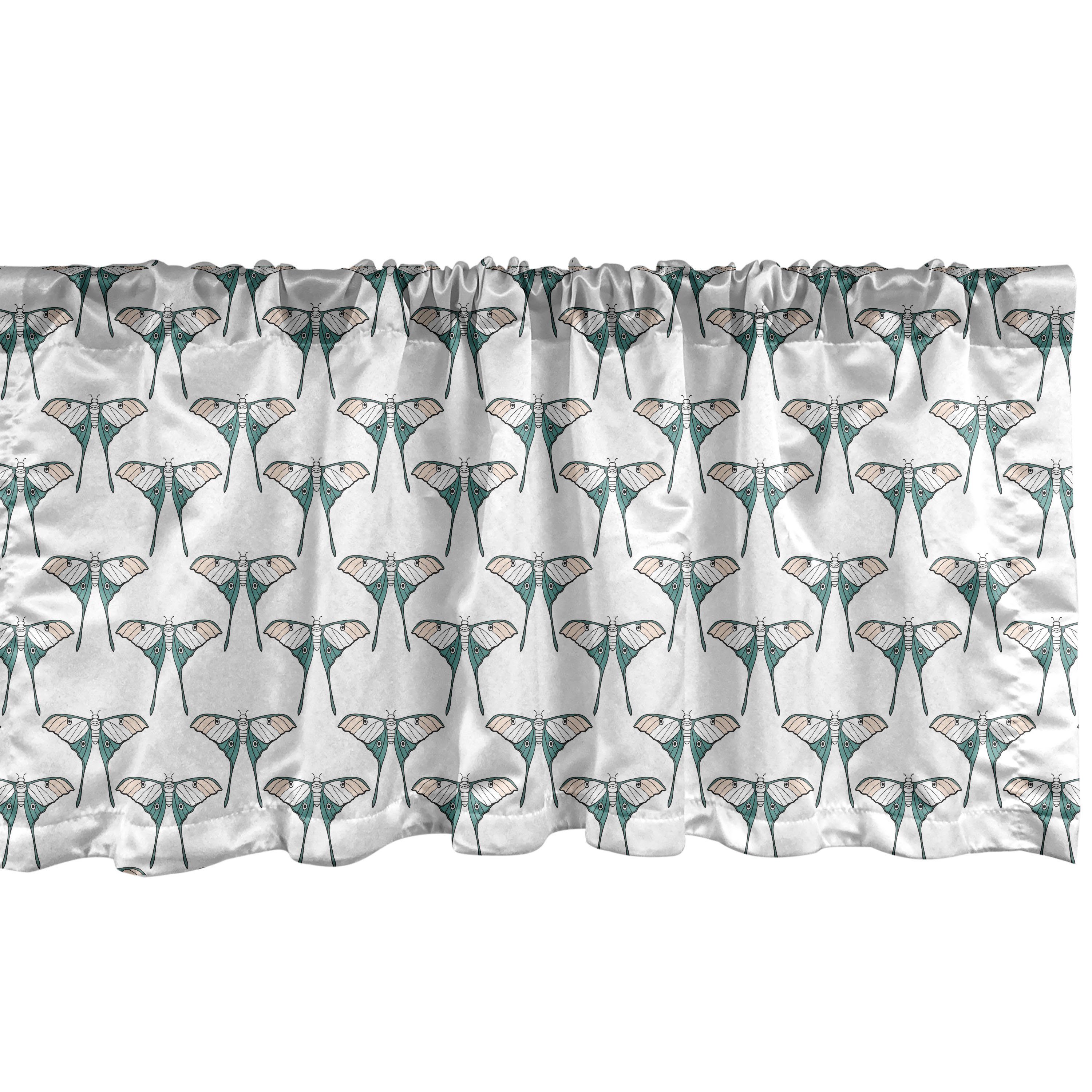 Scheibengardine Vorhang Volant für Küche Schlafzimmer Dekor mit Stangentasche, Abakuhaus, Microfaser, Insekten Symmetrische Einfacher Schmetterling