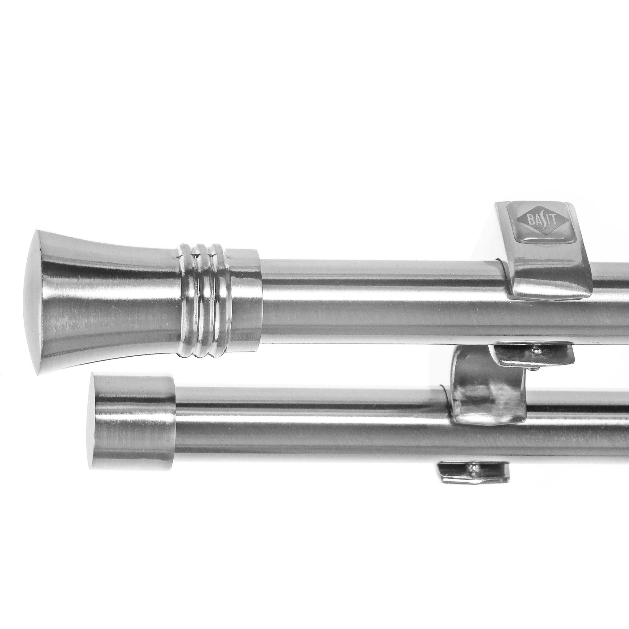 BASIT Gardinenstange Edelstahloptik 20mm mit Deckenträgern 600 cm E86, Ø 20 mm, 2-läufig, verschraubt, Metall, D60RR 600 cm E86 Knauf