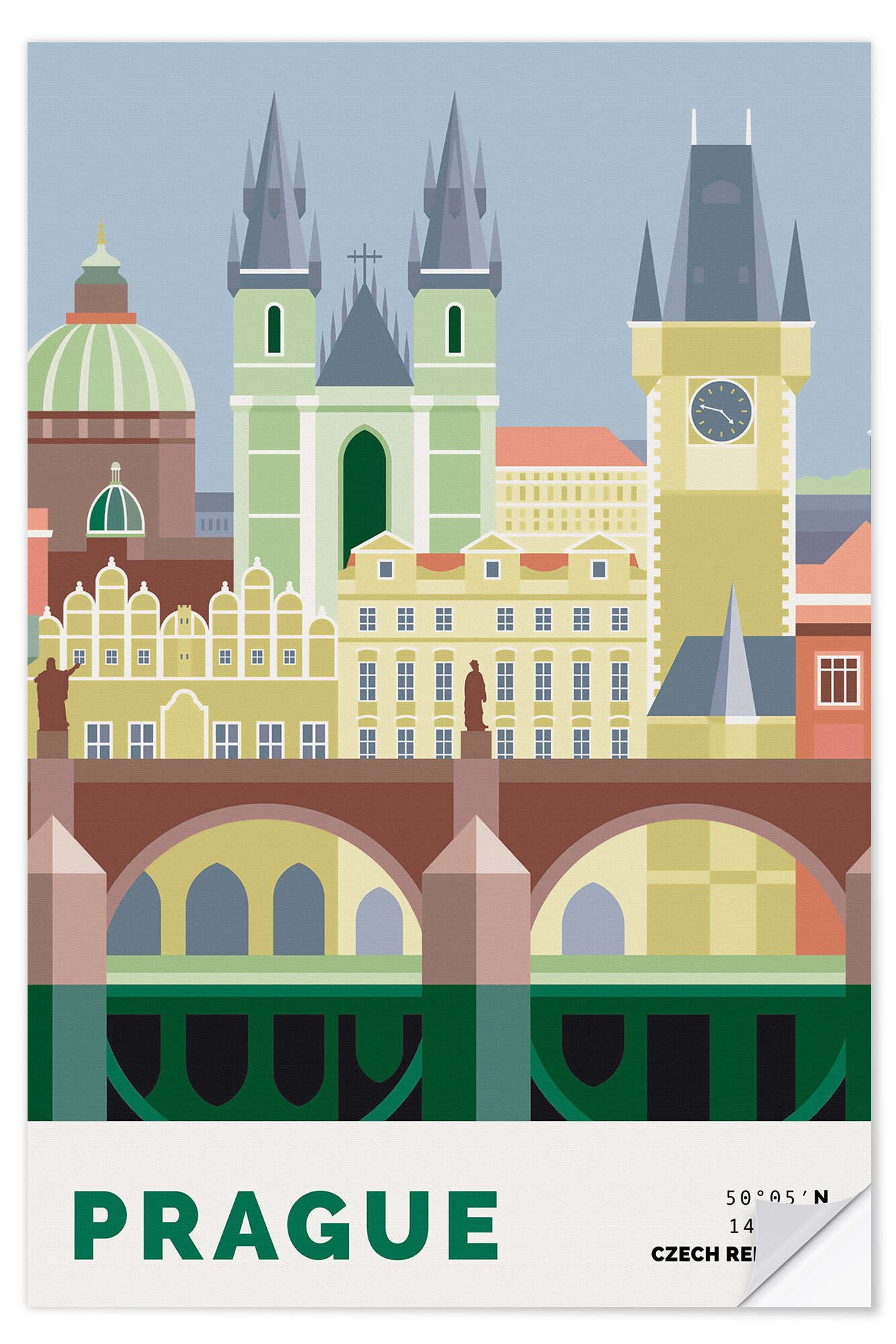 Posterlounge Плакат Nigel Sandor, Prague, Illustration