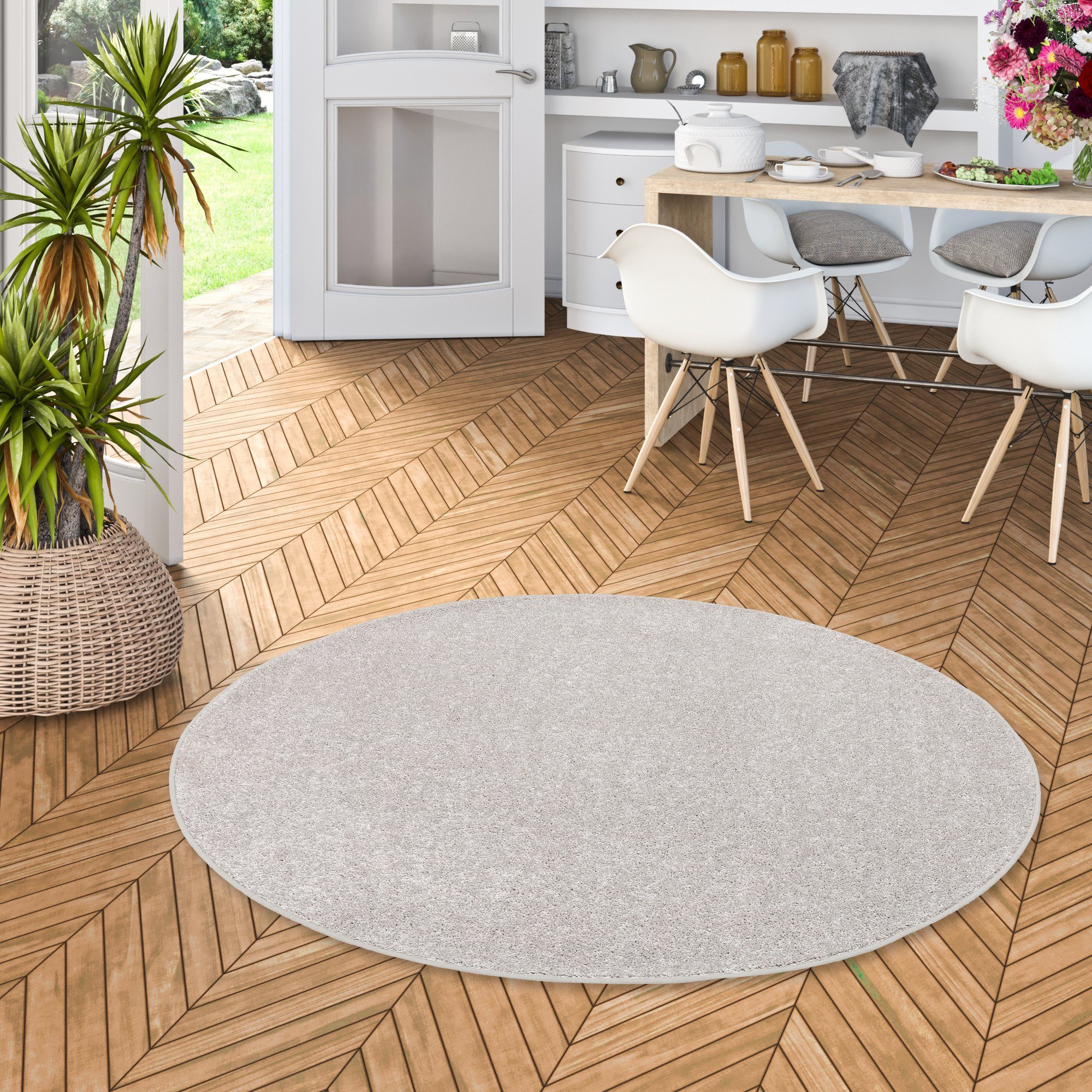 Snapstyle Hochflor-Teppich Hochflor Velours Teppich Cottage Rund, Rund, Höh günstig online kaufen