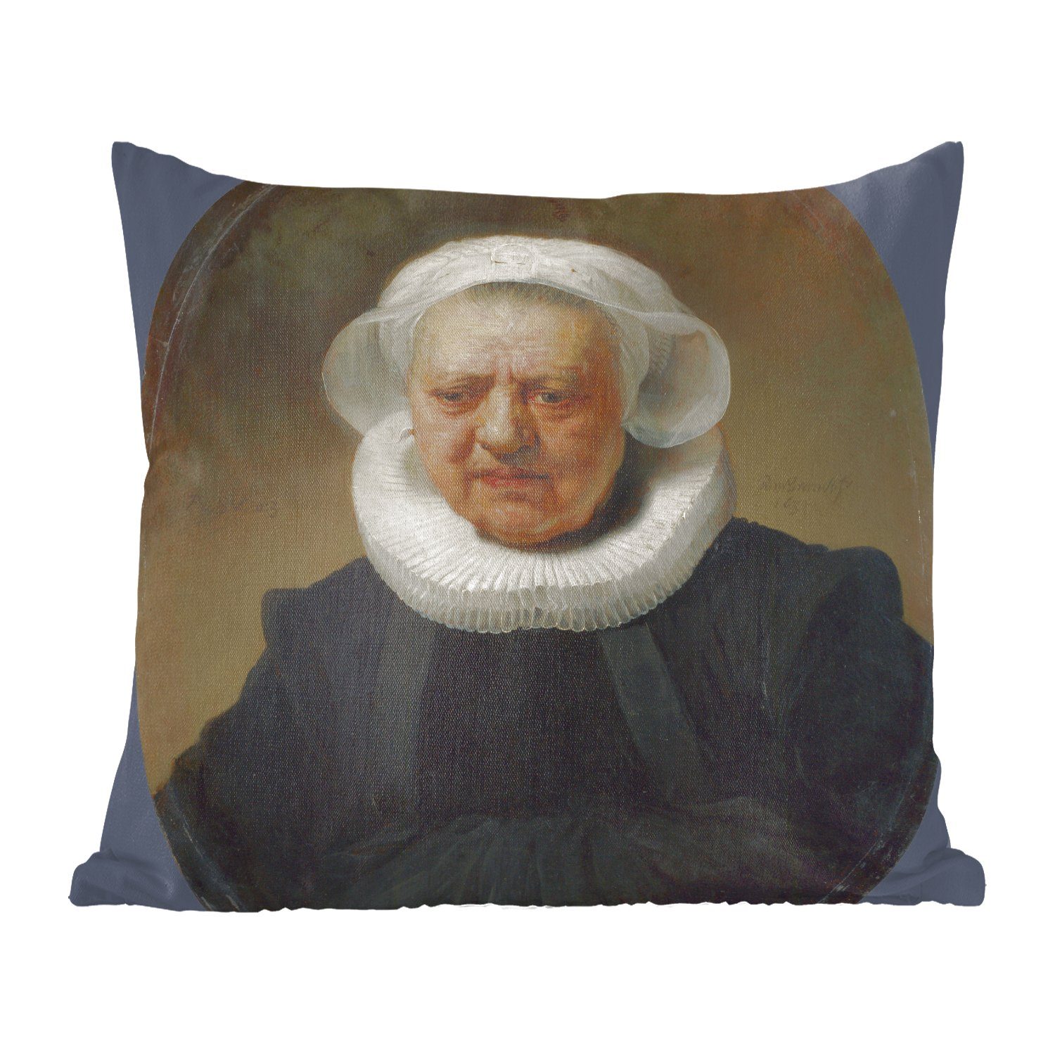 MuchoWow Dekokissen Porträt von Aechje Claesdr - Rembrandt van Rijn, Zierkissen mit Füllung für Wohzimmer, Schlafzimmer, Deko, Sofakissen