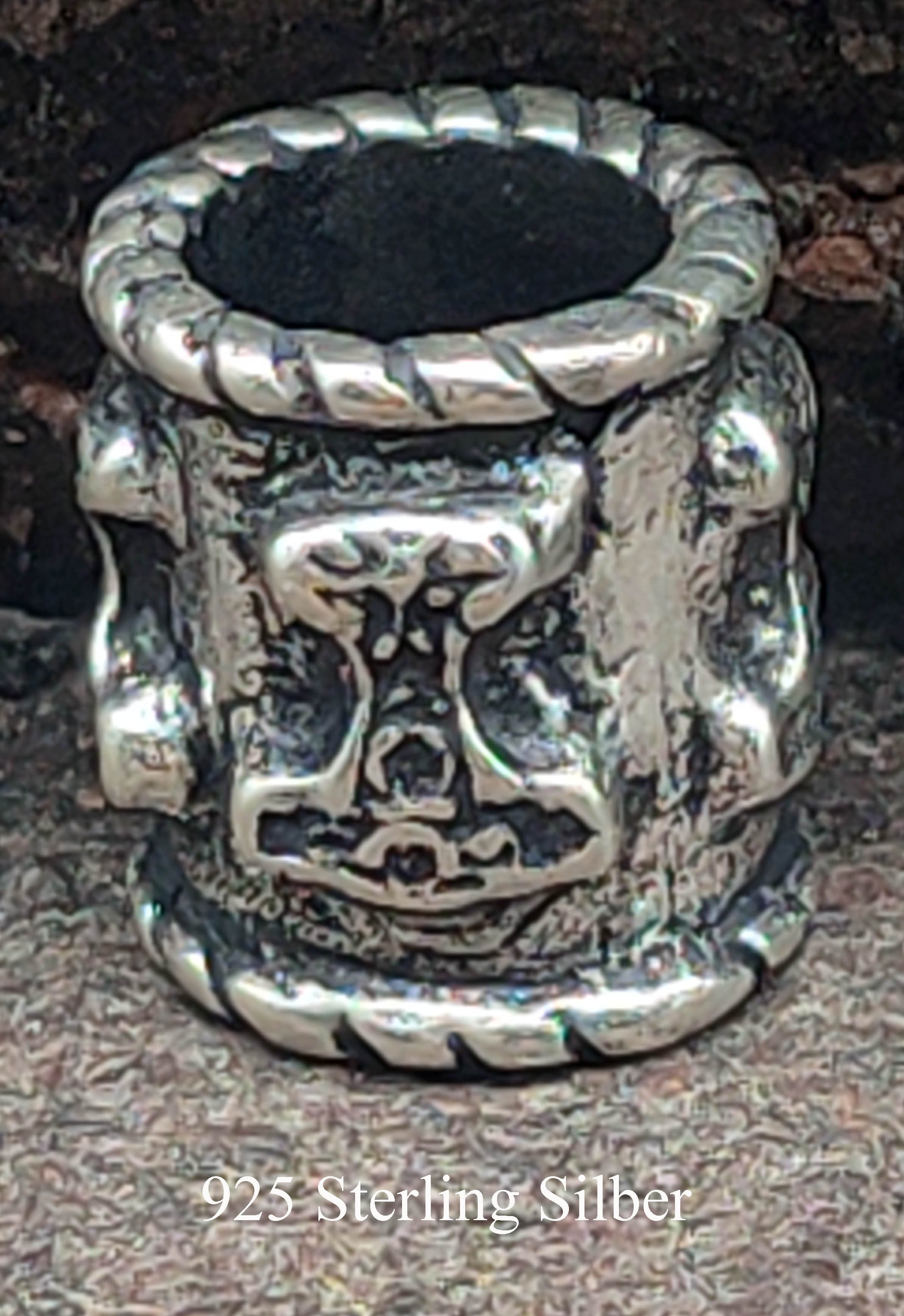 Kiss of Leather Bartstyling-Set Bartperle Silber 925 Thorshammer Wikinger Bartschmuck Bart Thorhammer