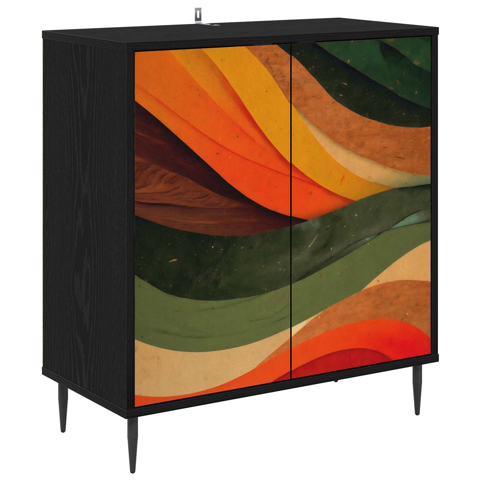 vidaXL Sideboard Sideboard BONN Schwarz Eichen-Optik 69 x 33 x 76 cm (1 St)