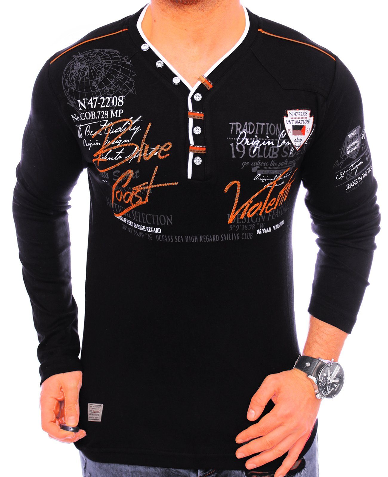 Herren Strickpullover Langarm - Patchwork Design, Bequemer Freizeit-Pulli