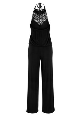 LASCANA Neckholder-Overall mit Spitzeneinsatz am Ausschnitt, sommerlicher Jumpsuit mit Taschen