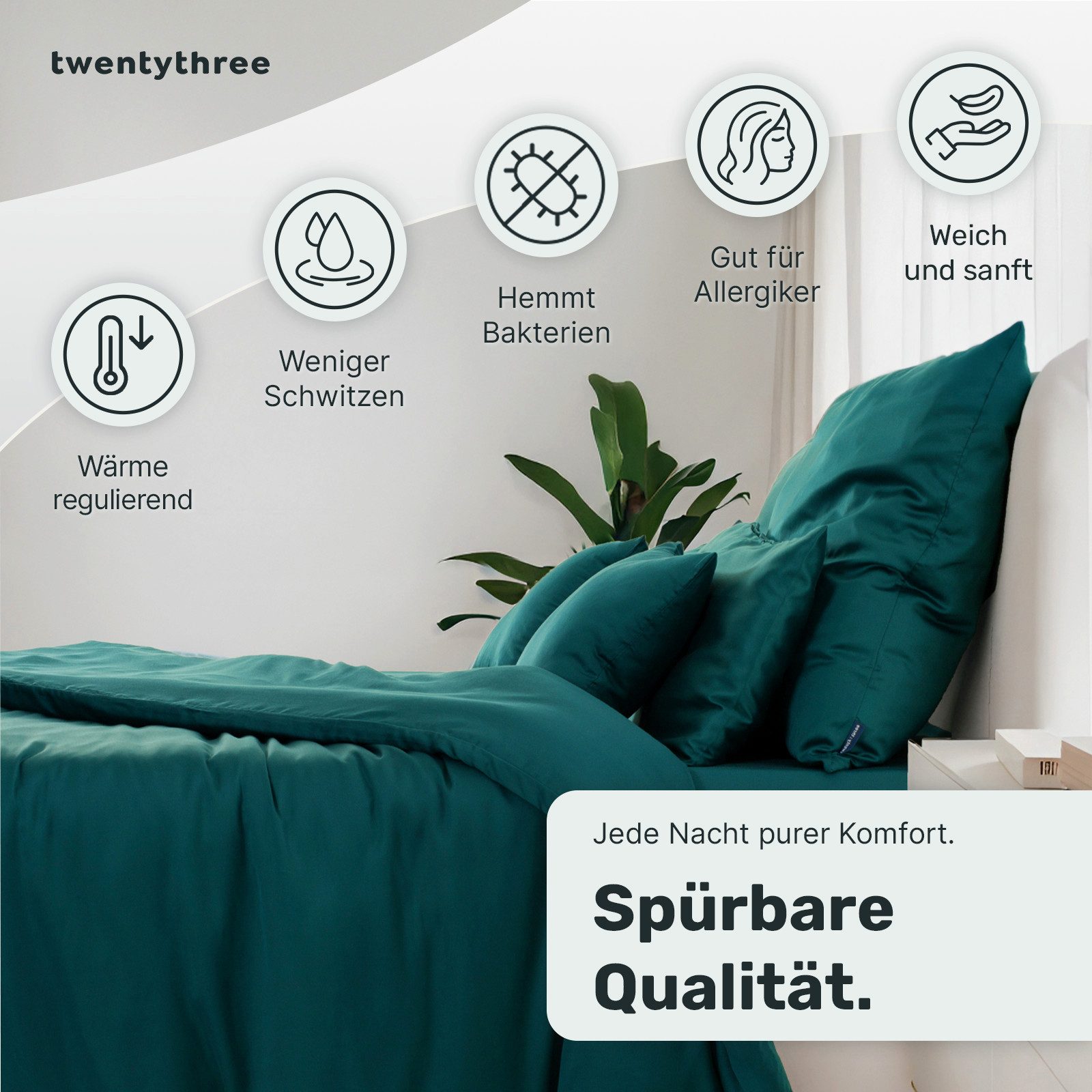 twenty:three® Bettbezug Lyocell Deckenbezug Juice Petrol, günstig online kaufen