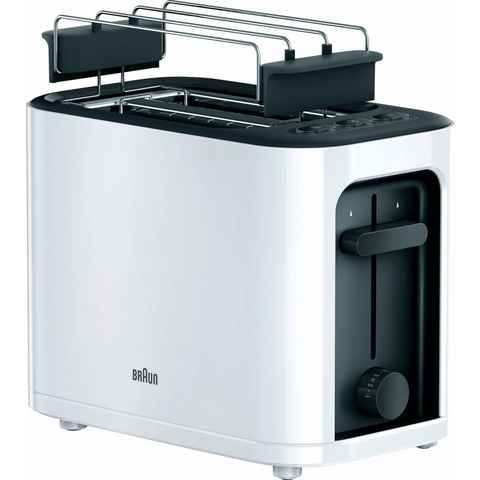 Braun Toaster HT 3010 WH, 2 kurze Schlitze, für 2 Scheiben, 1000 W