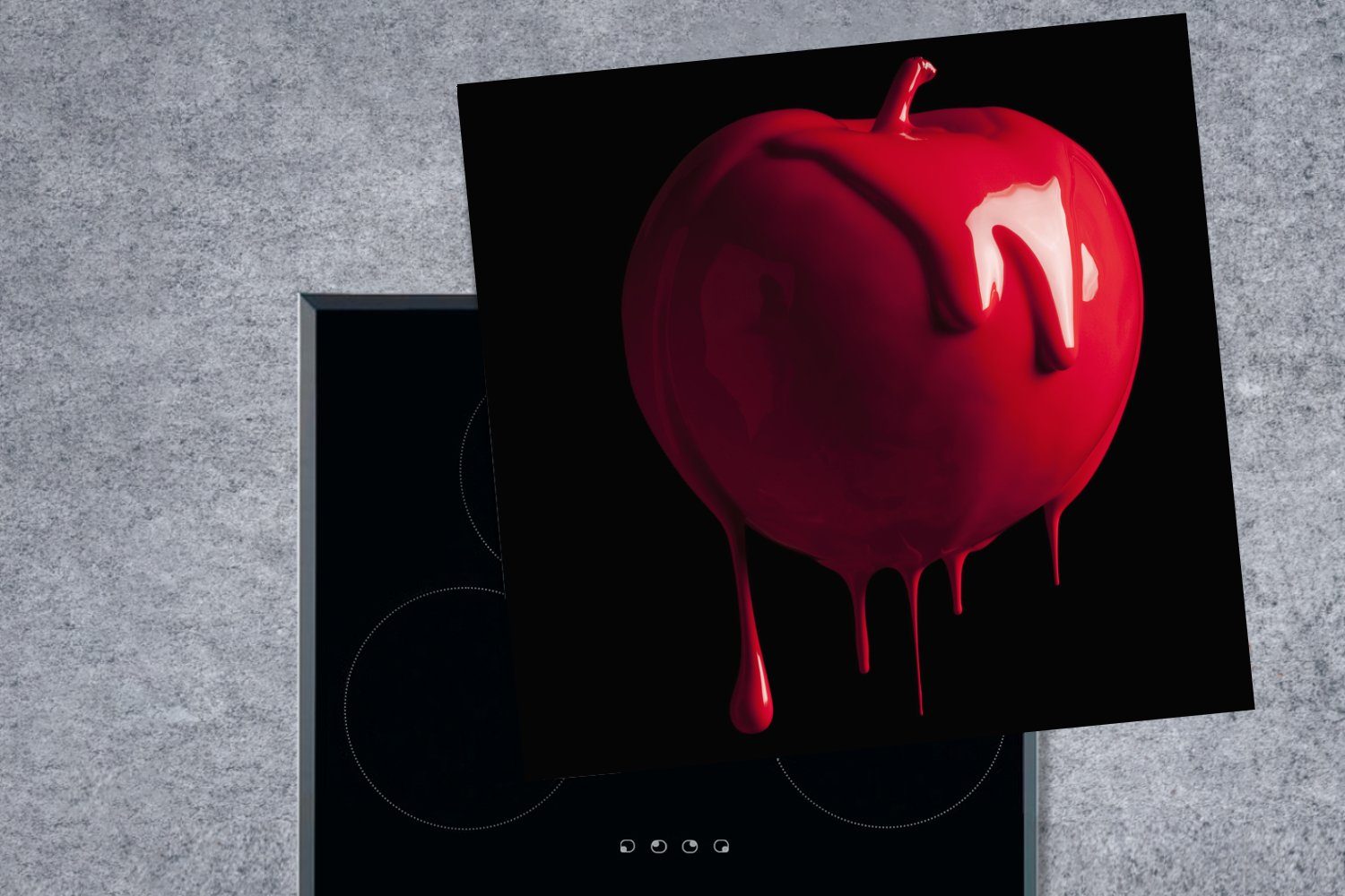 Apfel, Vinyl, 78x78 für lackierter Rot Ceranfeldabdeckung, Herdblende-/Abdeckplatte tlg), cm, Arbeitsplatte (1 küche MuchoWow
