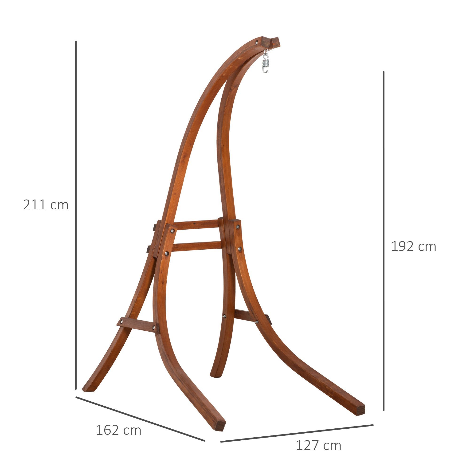 Hängematte Hängemattenstuhl max. 120 Hängestuhl Outsunny Hängestuhlgestell aus Lärchenholz kg Ständer, Ständer Natur