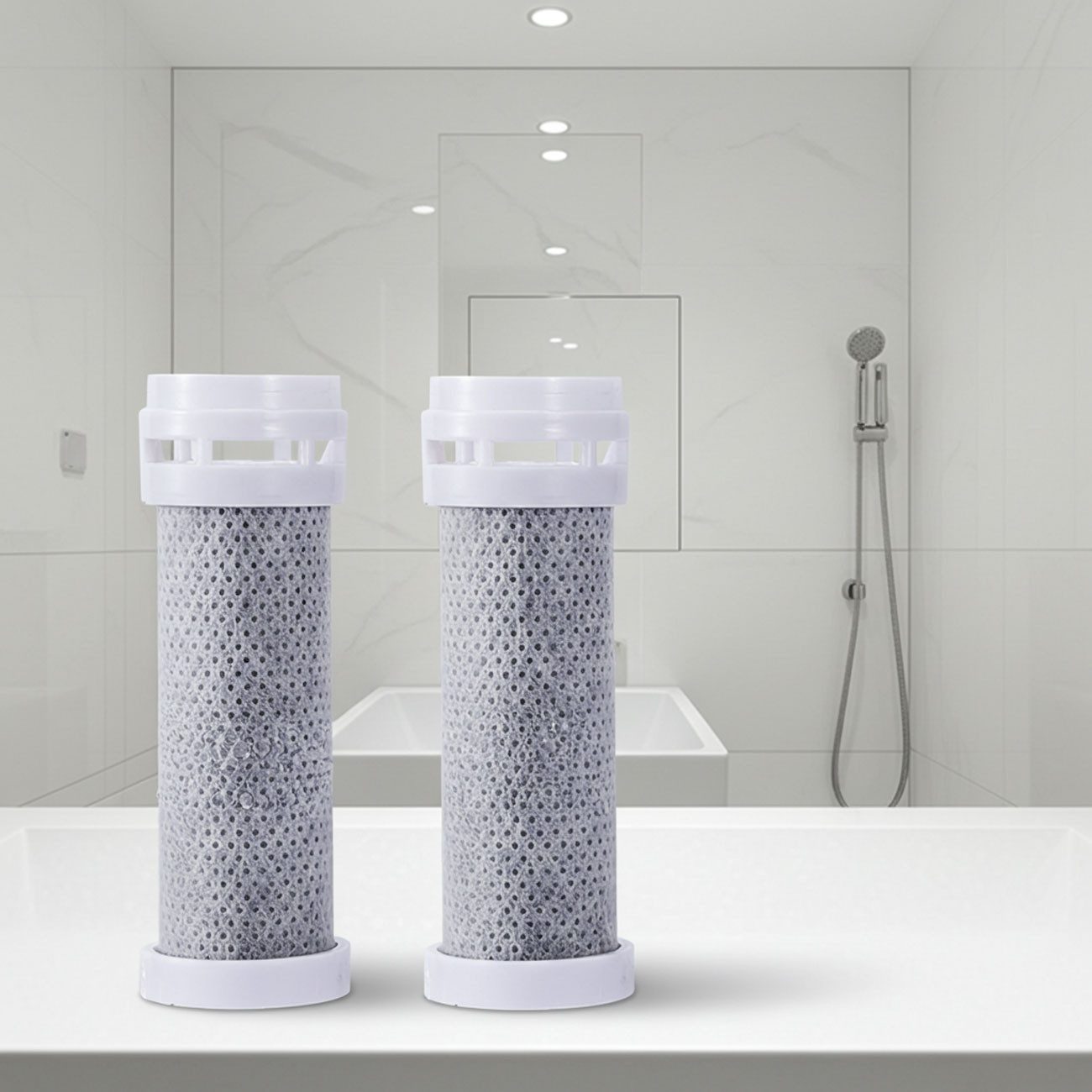 shop'n smile ideoon Wasserfilter Ersatz für 3-in-1-Duschkopf, reduziert Chlor, Fluoride & Bakterien, Zubehör für Ersatz-Wasser-Filter für 3-in-1-Duschkopf (CH9833), für weicheres Wasser & Haut/Haare