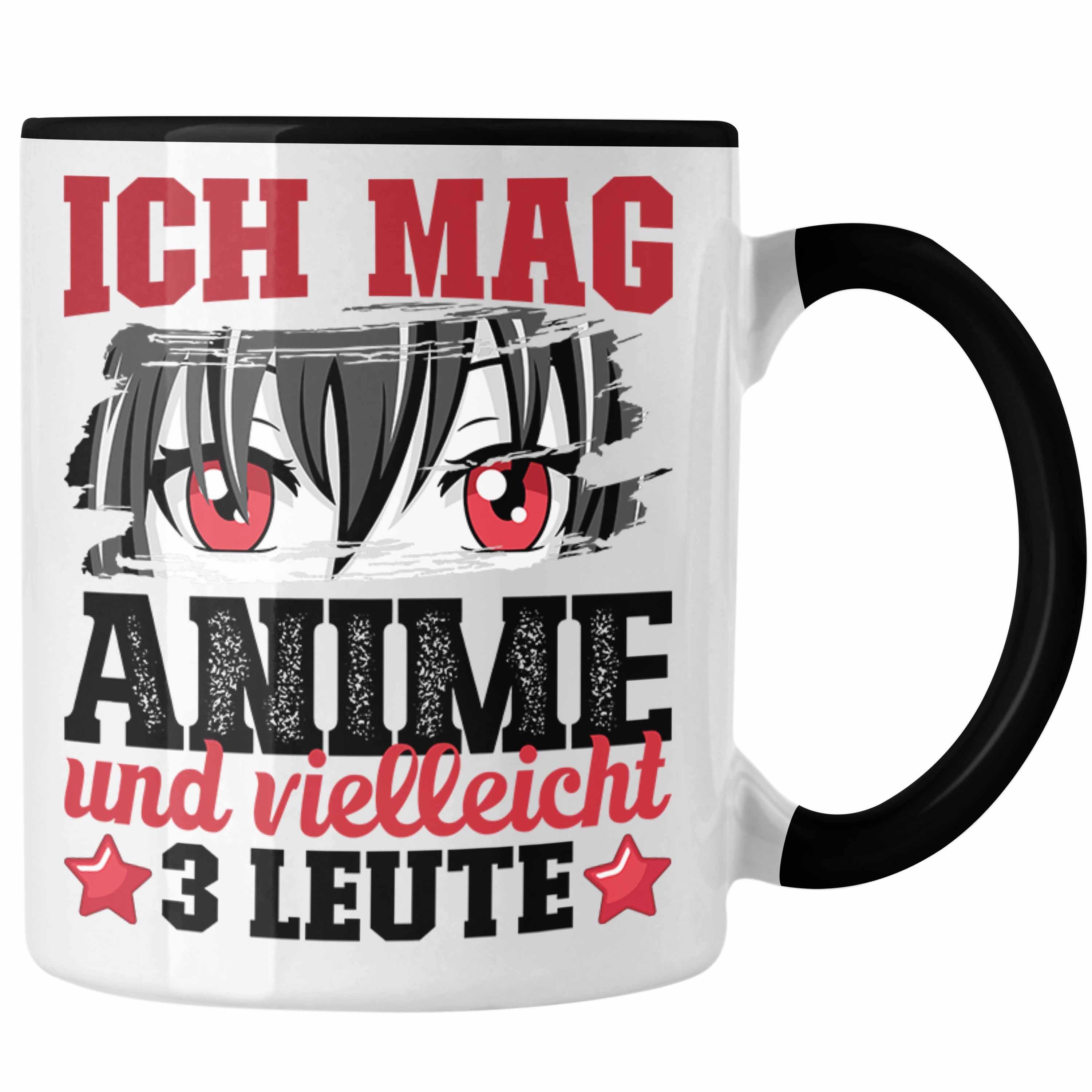 Trendation Tasse Anime Tasse Geschenk Anime-Liebhaber Geschenkidee Ich Mag Anime Und Vi Schwarz