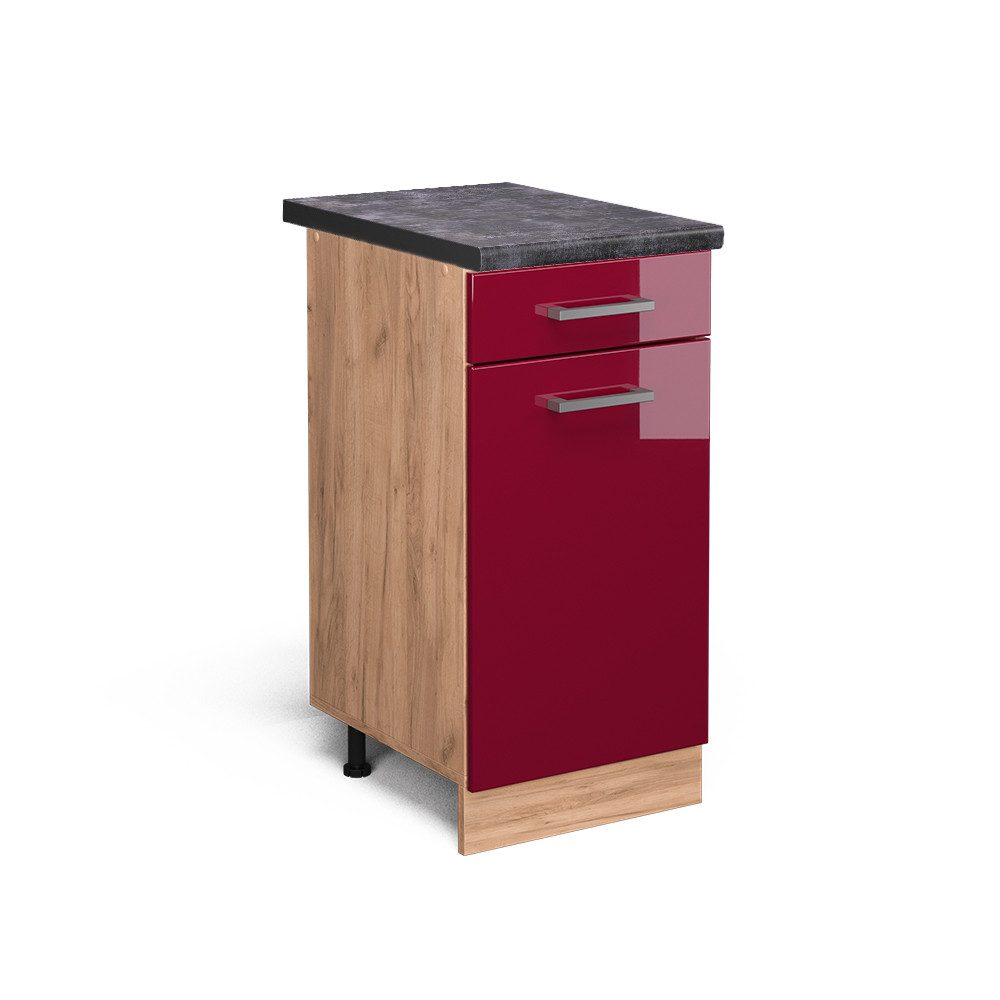 Vicco Unterschrank R-Line, Bordeaux Hochglanz/Goldkraft Eiche, günstig online kaufen