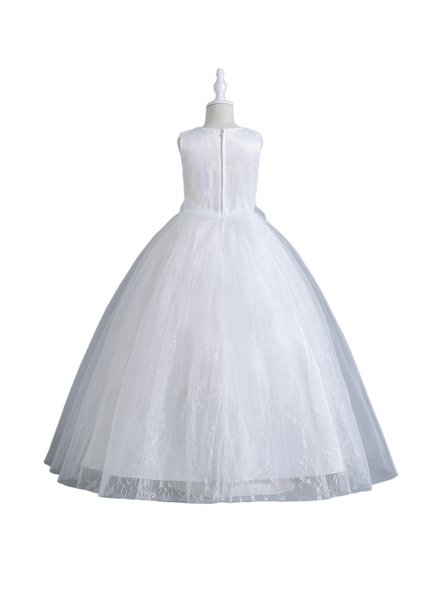 Einfacher Spitze Partykleid Mädchen mit Kleid Bodenlanges Abendkleid LAPA Weiß