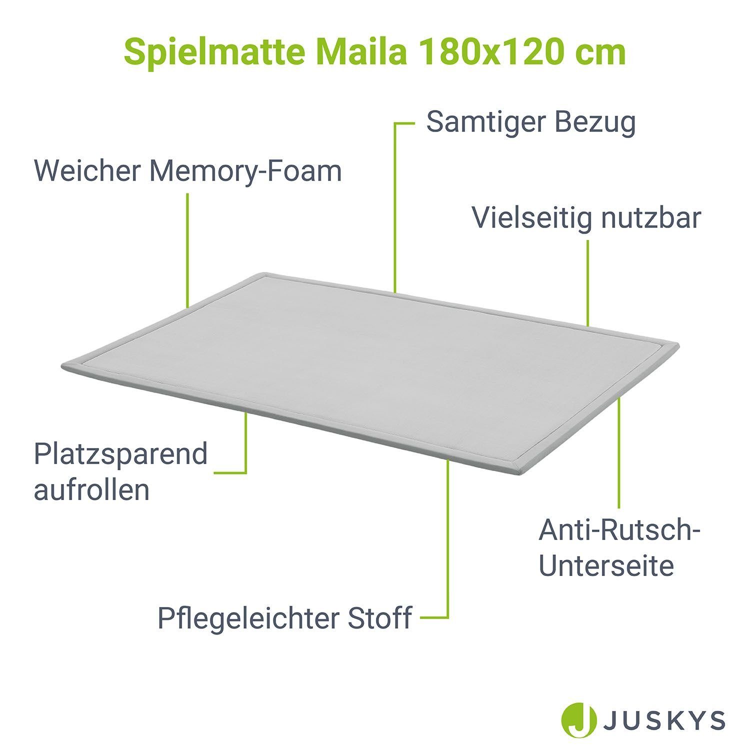 Juskys Puzzlematte Maila, Krabbeldecke, 180x120 cm, rutschfest, flauschiger Bezug – Bild 3 von 5