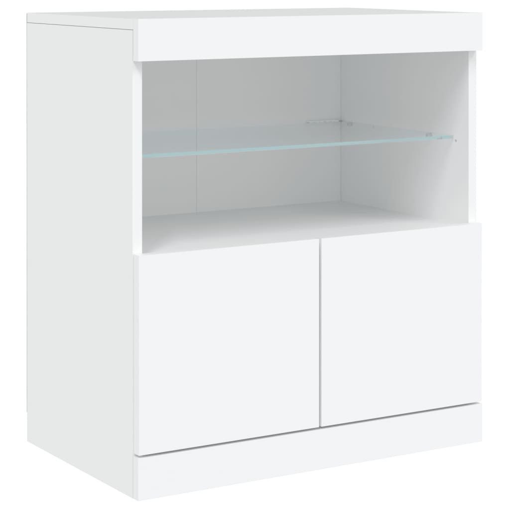 vidaXL Sideboard NA Sideboard mit LED Leuchten Weiß 60x37x67 cm Glas Vitrine