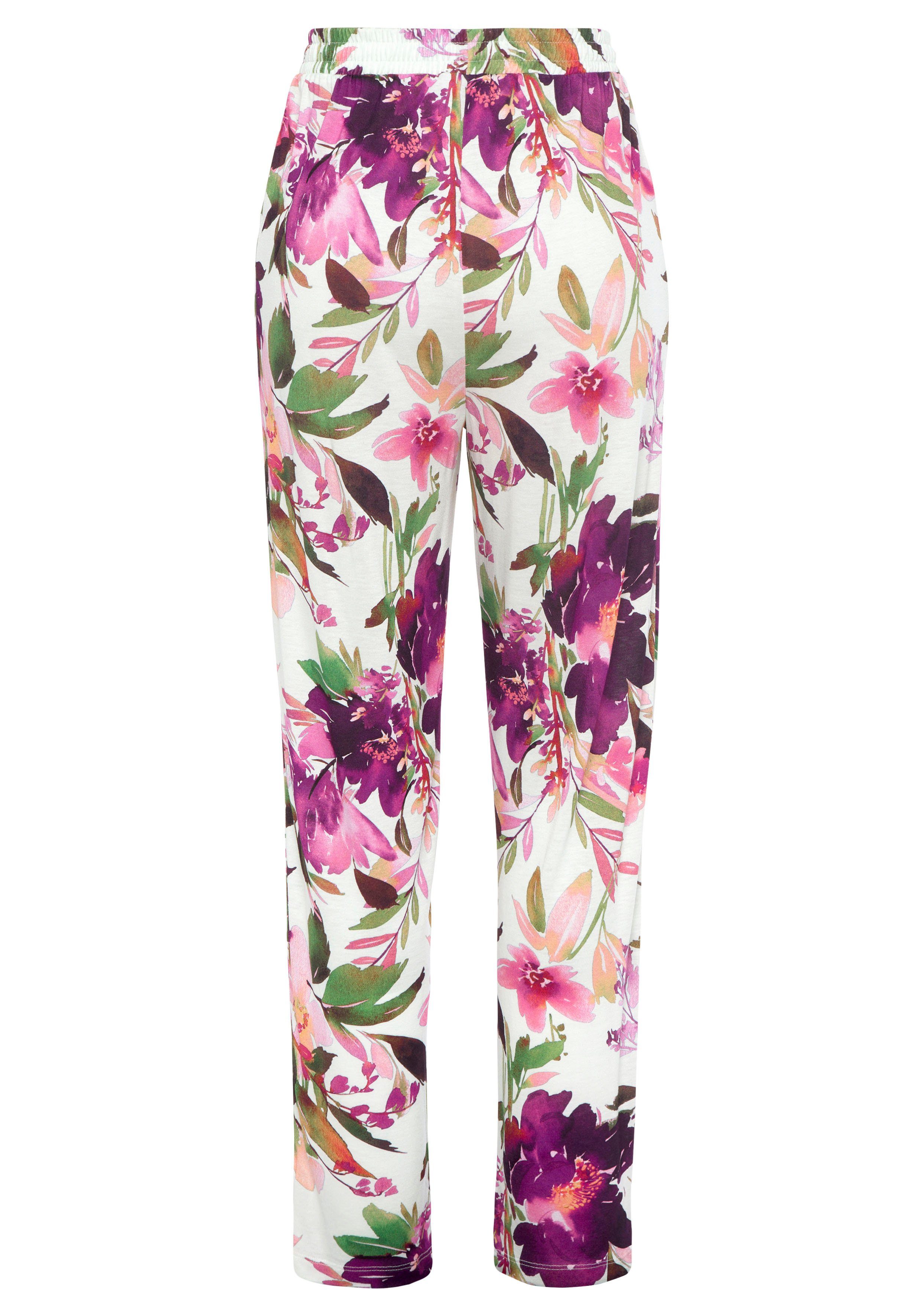 Beachtime Jerseyhose, mit Blumendruck und elastischem Bund, Sommerhose, Str günstig online kaufen