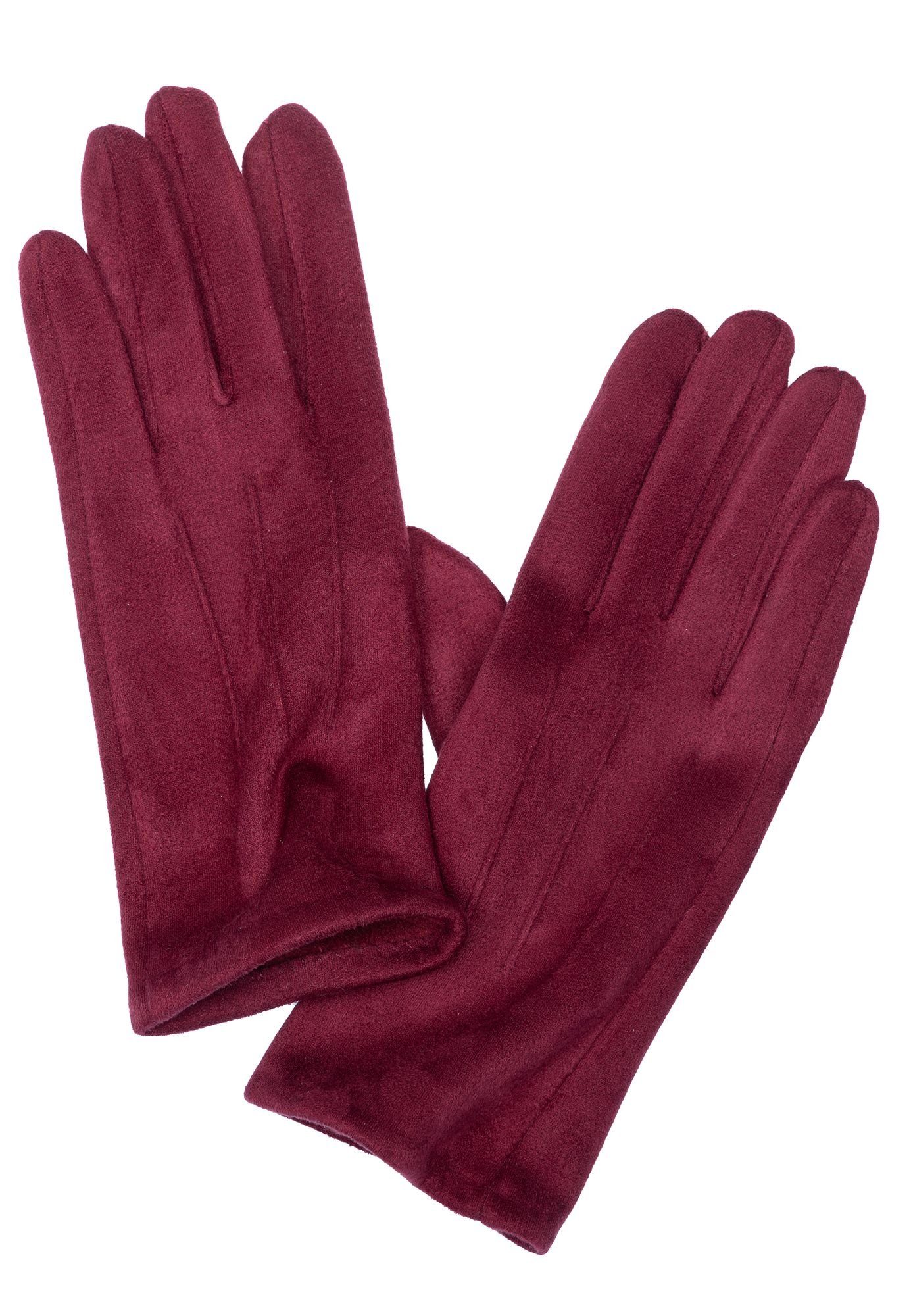 GLV014 Damen Nähten Handschuhe Caspar weinrot klassisch 3 elegante mit uni Strickhandschuhe