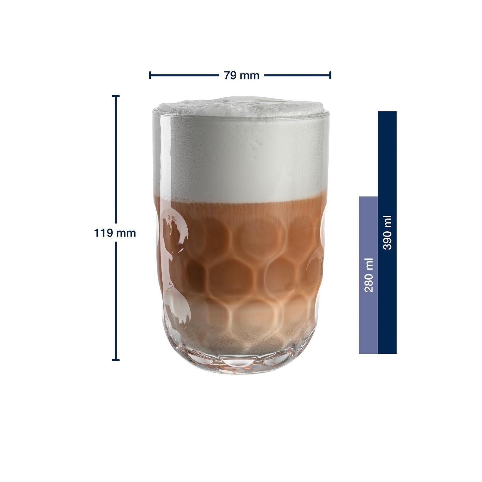 LEONARDO Latte-Macchiato-Glas Gocce Latte Macchiato Gläser (1) 390 ml 2er Set, 2-tlg., Glas
