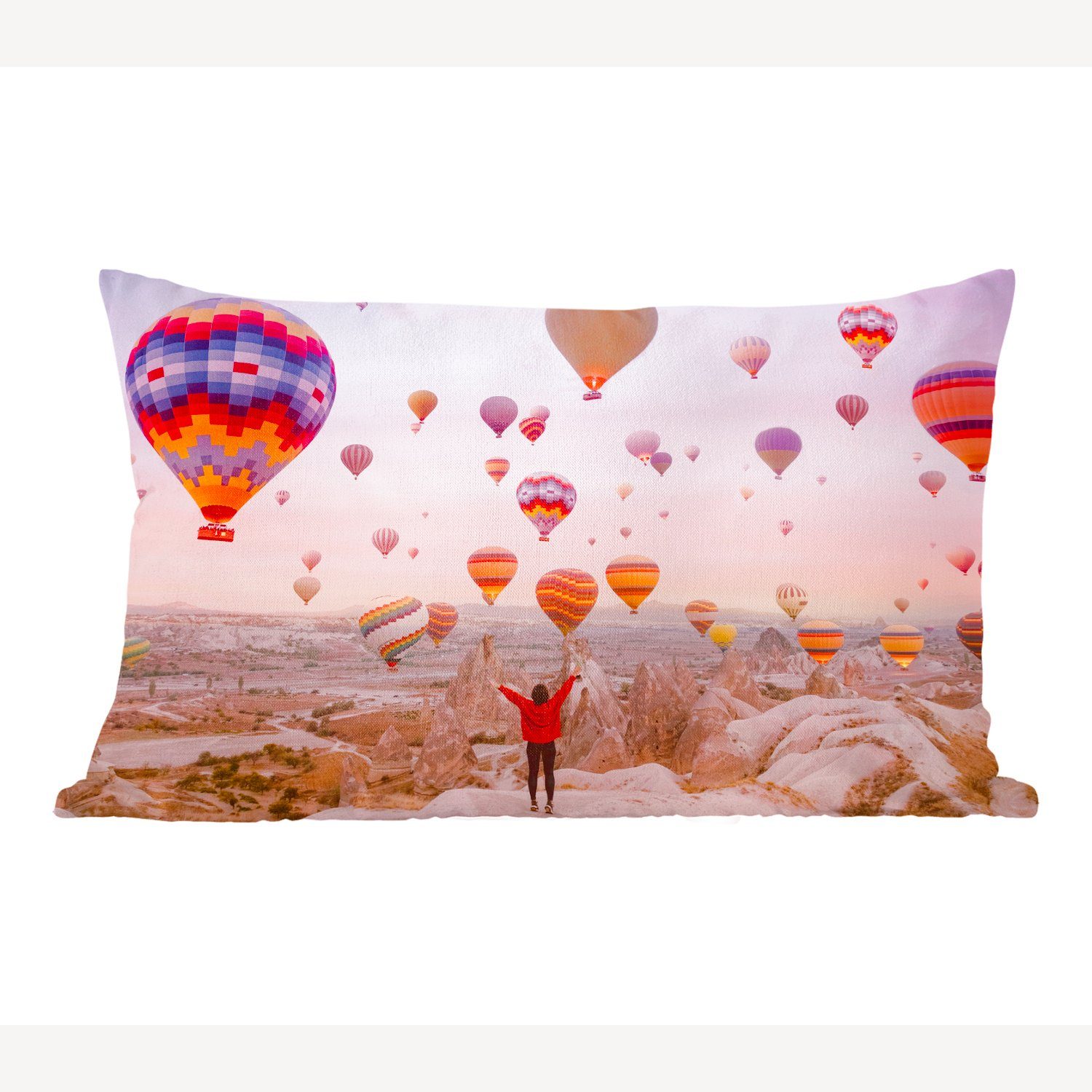 MuchoWow Dekokissen Luftballons in den Bergen, Wohzimmer Dekoration, Zierkissen, Dekokissen mit Füllung, Schlafzimmer | Dekokissen