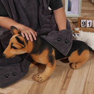 NATICY Hundebademantel Weiches Haustier-Badetuch Mit Handschuh, Super Saugfähige