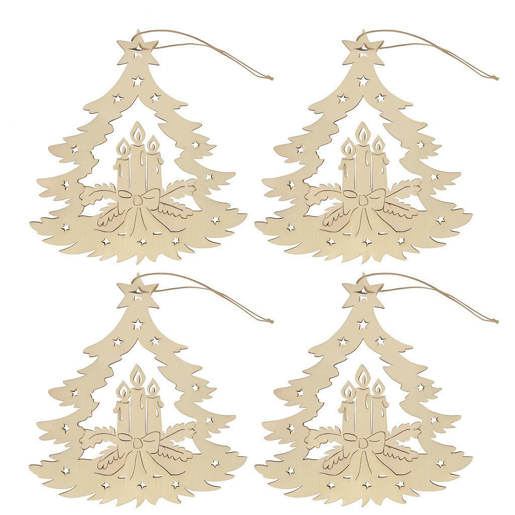 HTI-Living Fensterbild Dekohänger Holz 4er Set Adventskerze, Fensterbild We günstig online kaufen