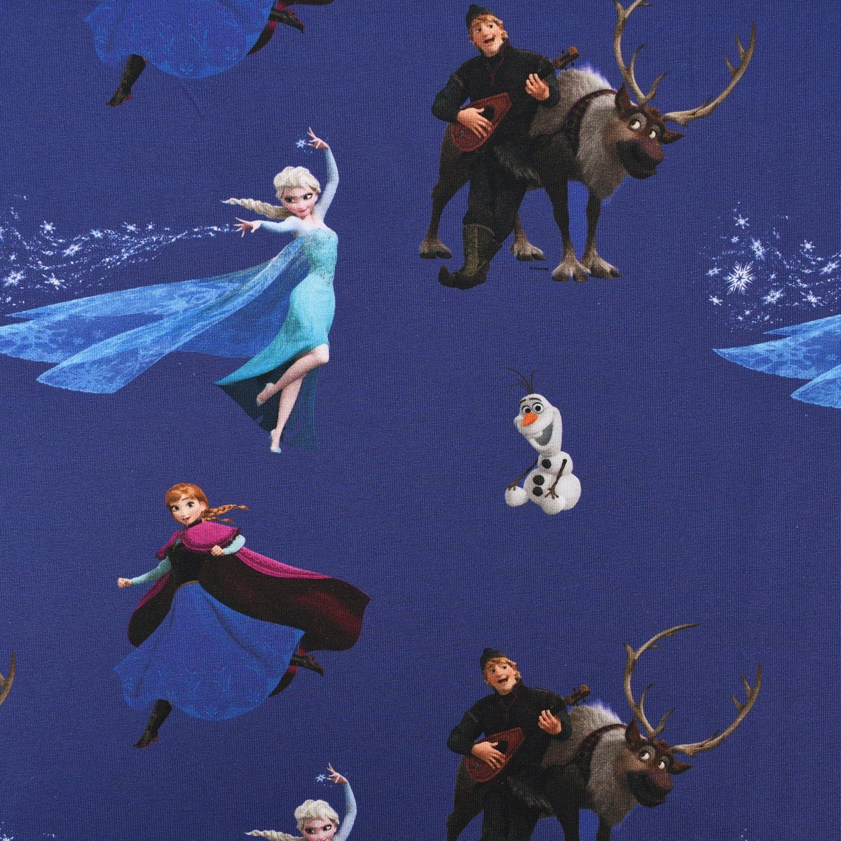SCHÖNER LEBEN. Stoff Jersey Meterware Disney Frozen dunkelblau Digitaldruck 150cm, Digitaldruck
