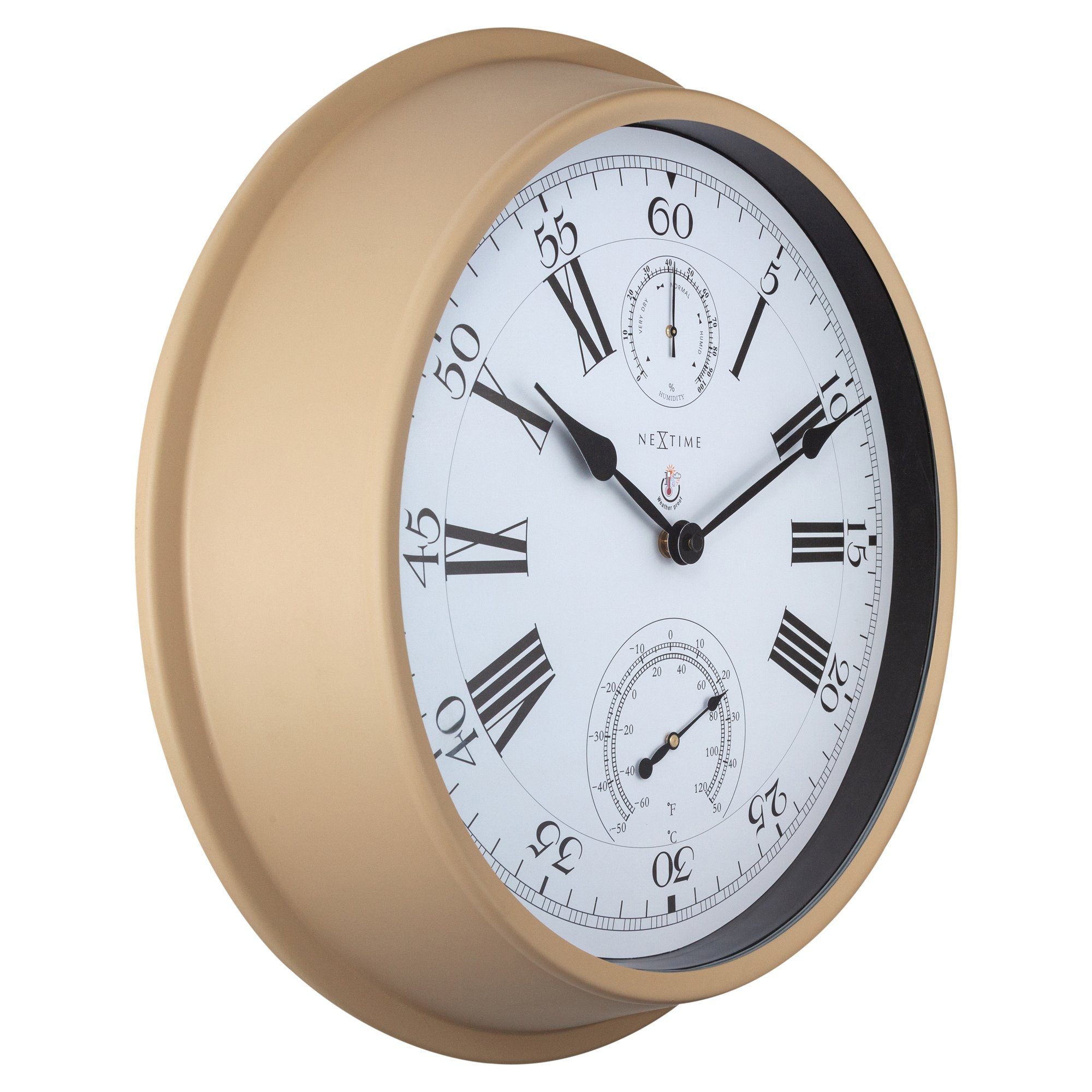 NEXTIME Wanduhr 4305BR (Gartenuhr mit Thermo- und Hygrometer)
