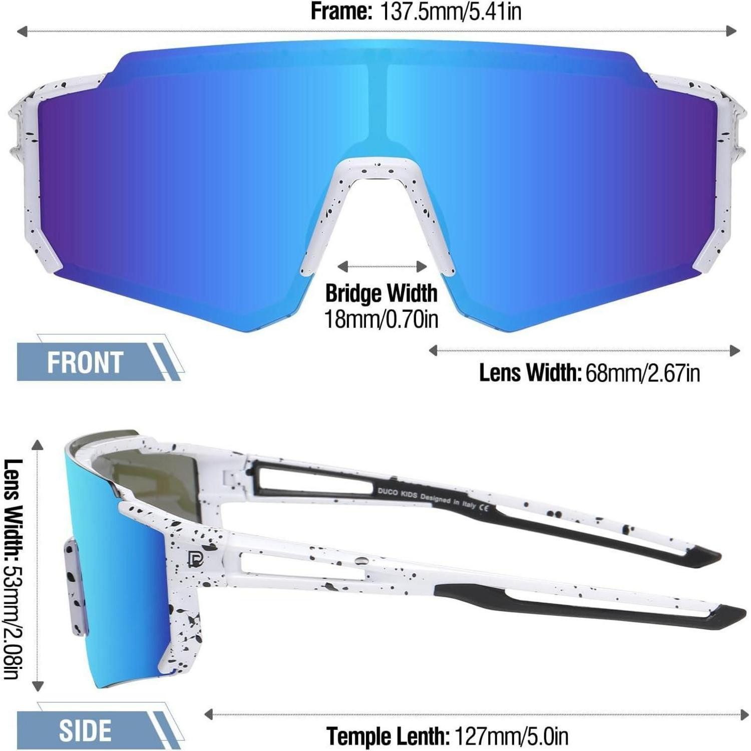 LuxusKollektion Fahrradbrille Sonnenbrille Weiß Schwarz Rahmen Schwarz Temple Revo Blau Linse