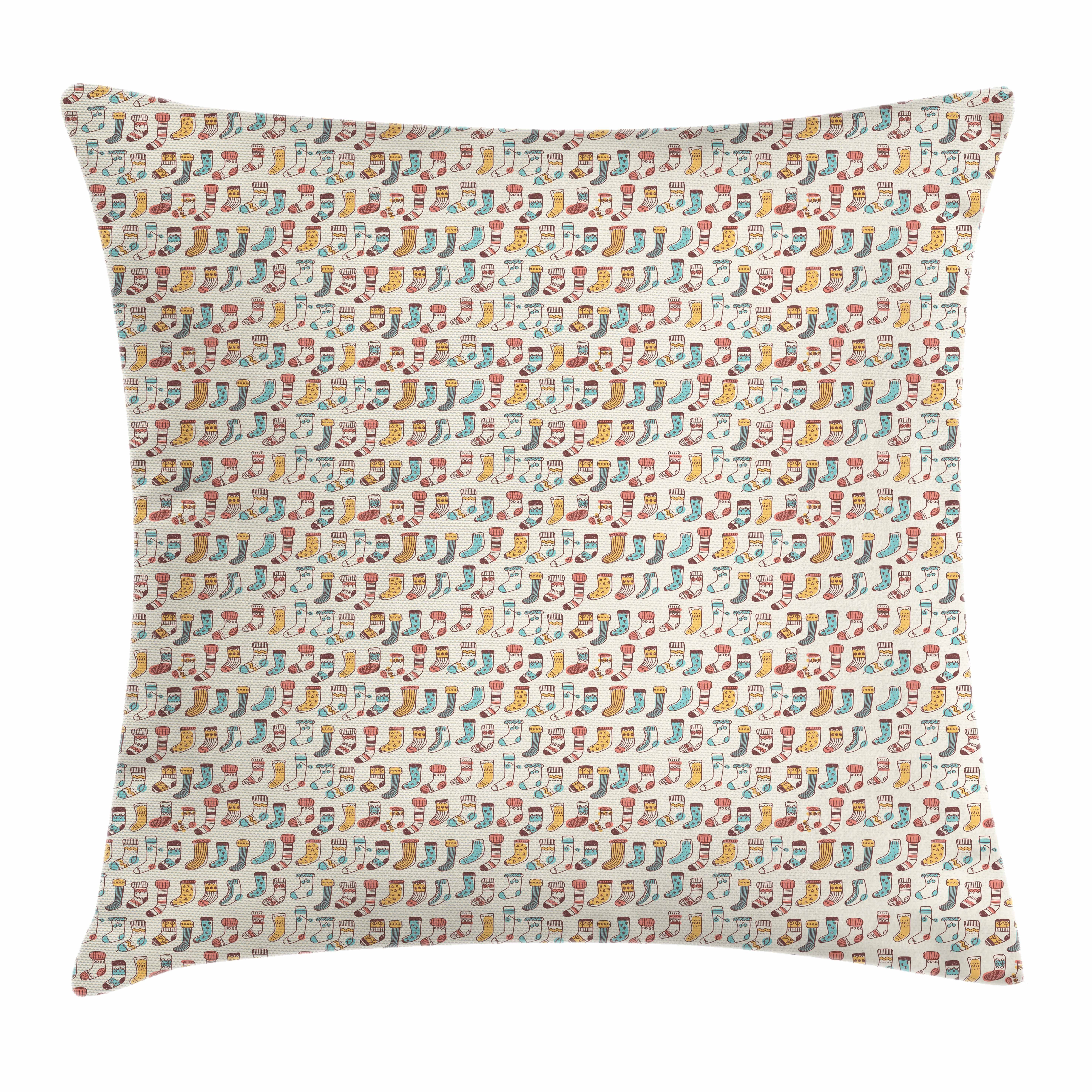 Kissenbezüge Reißverschluss Kissenhülle mit Farbfesten skandinavisch Pattern Abakuhaus Socken Doodle Farben (1 Beidseitiger Druck, Stück)