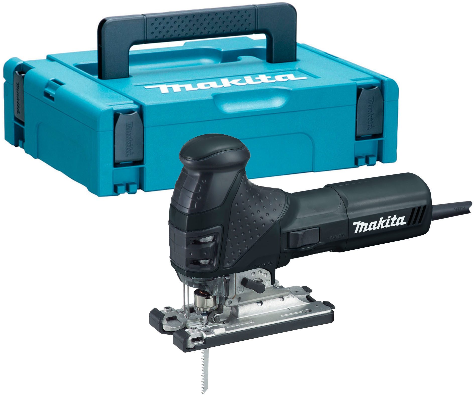 Makita Pendelhubstichsäge 4351FCTJB Sondermodel in schwarz, 720 W • 800-2.800 min-1, mit Koffer und Zubehör