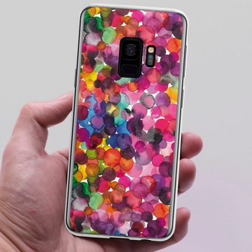 DeinDesign Handyhülle bunt Punkte Wasserfarbe Overlapped Watercolor Dots, Samsung Galaxy S9 Silikon Hülle Bumper Case Handy Schutzhülle