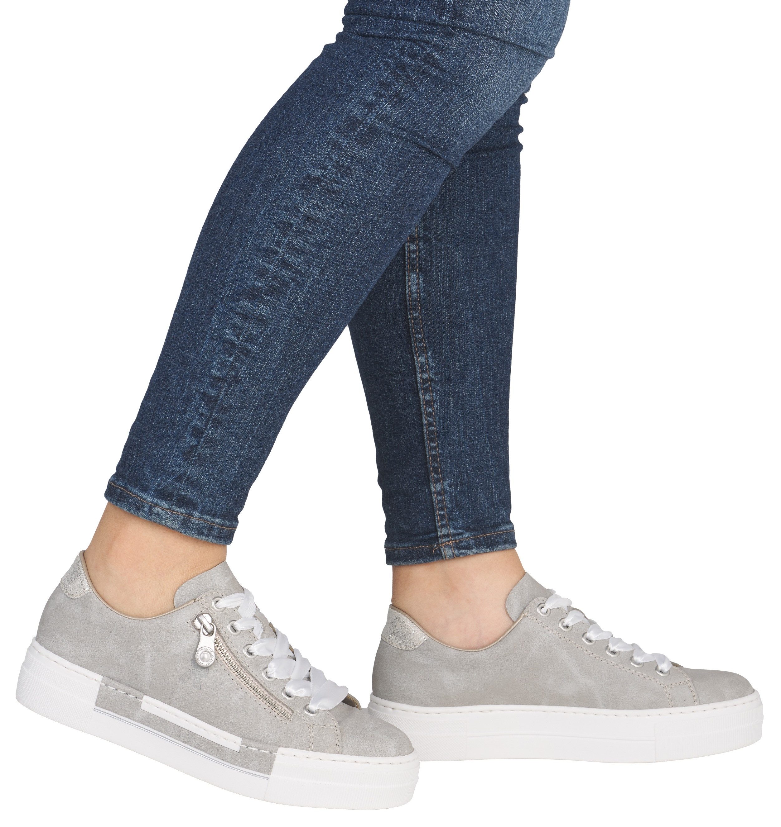 Rieker Plateausneaker mit Zier-Reißverschluss, Freizeitschuh, Halbschuh, Schnürschuh