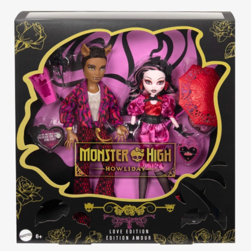 Mattel® Anziehpuppe Monster High Draculaura & Clawd Wolf Howliday Love Edition