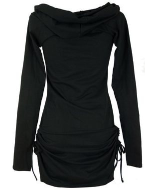 Guru-Shop Longsleeve Longshirt, Minikleid mit weiter Schalkapuze -.. alternative Bekleidung