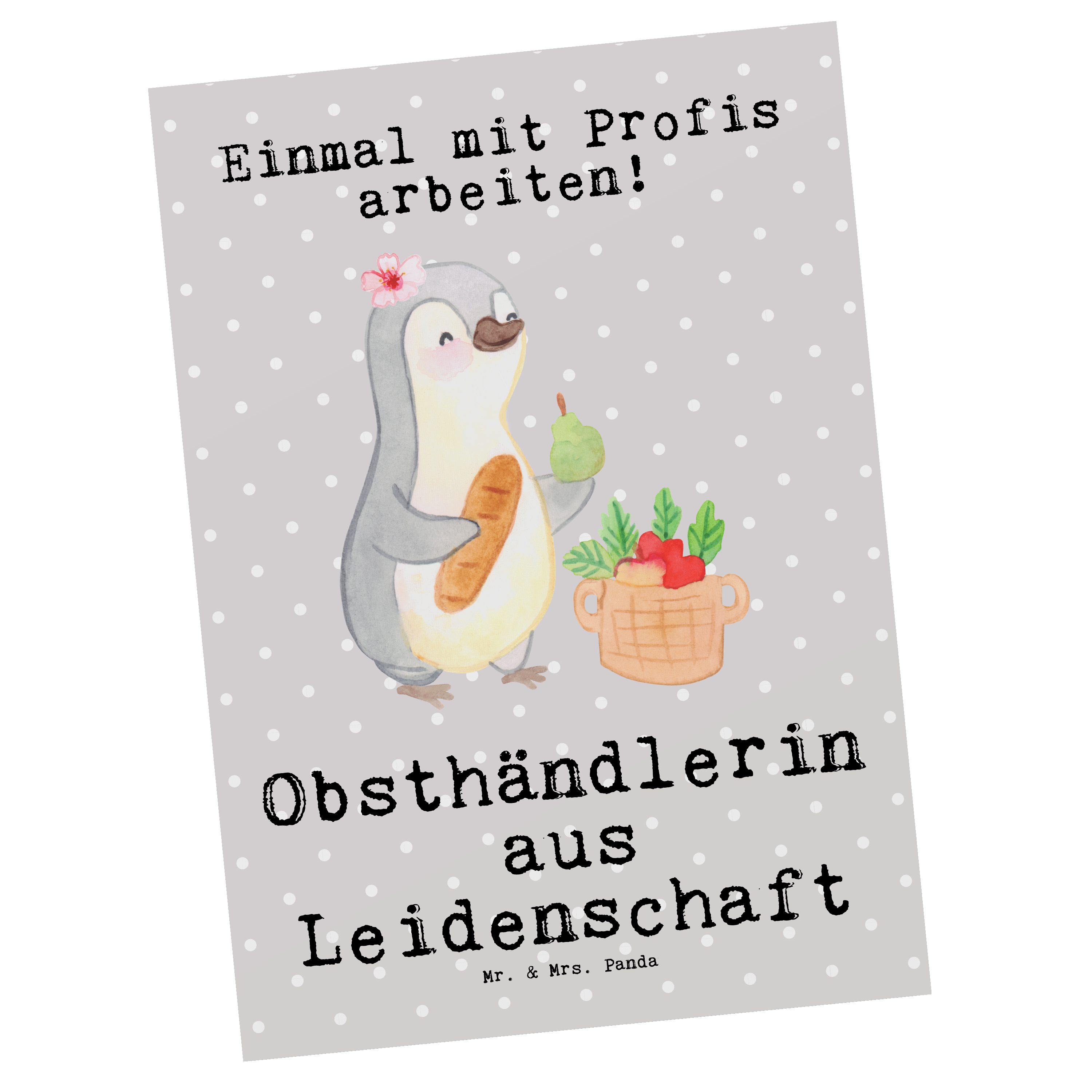 Mrs. Pastell aus - Mr. Grau - Postkarte Leidenschaft Obsthändlerin & Obstbäuerin Geschenk, Panda