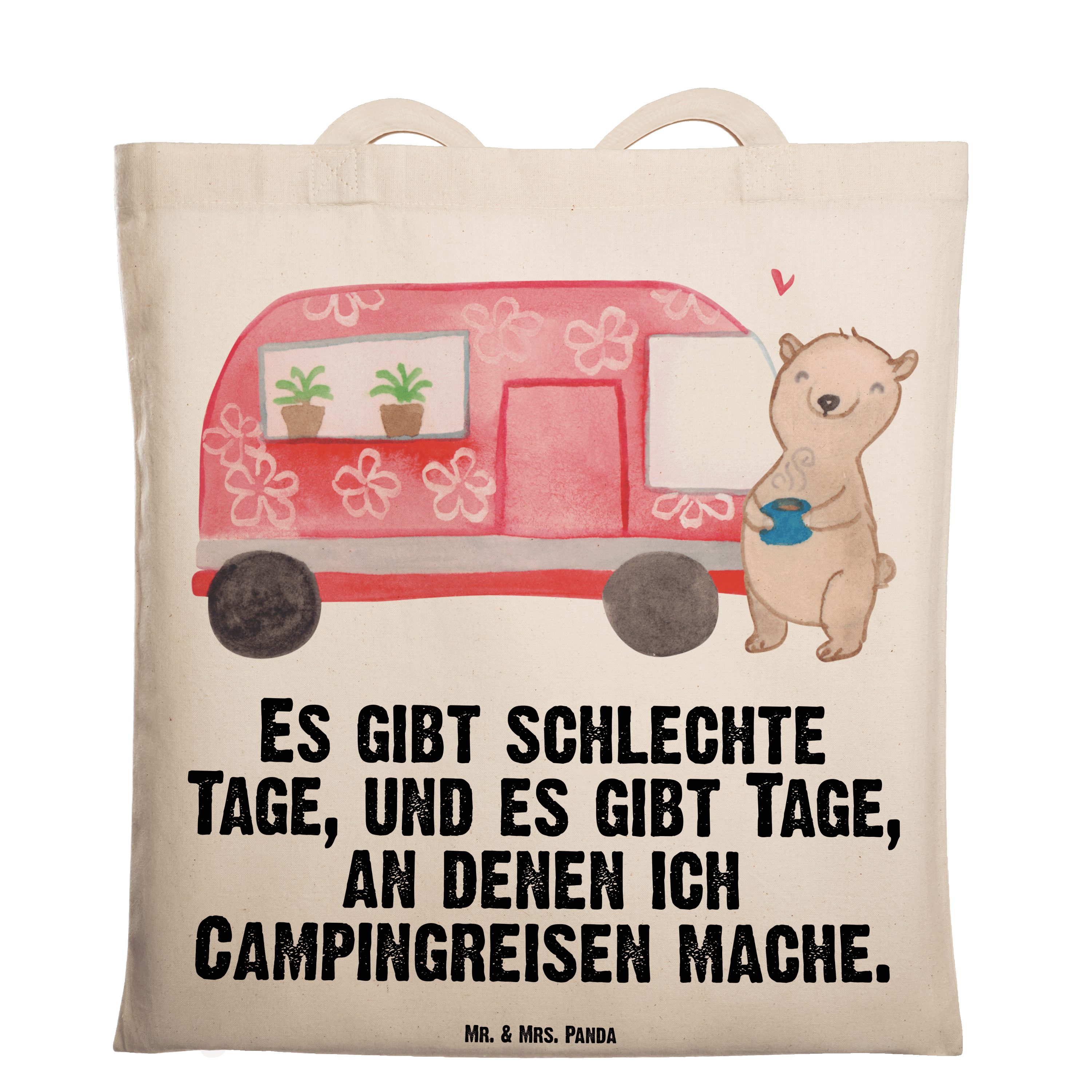 & Stoffbeutel, Tragetasche (1-tlg) Geschenk, Transparent - Wohn Roadtrip, Panda Mr. Mrs. Camper Tage Bär -