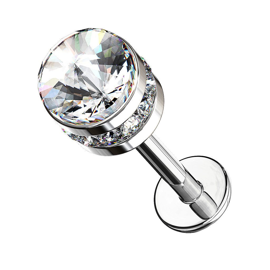 Piercing-Set Labret Ohr Helix Piercing Stecker mit Zirkonia Kristallen Clear 6mm