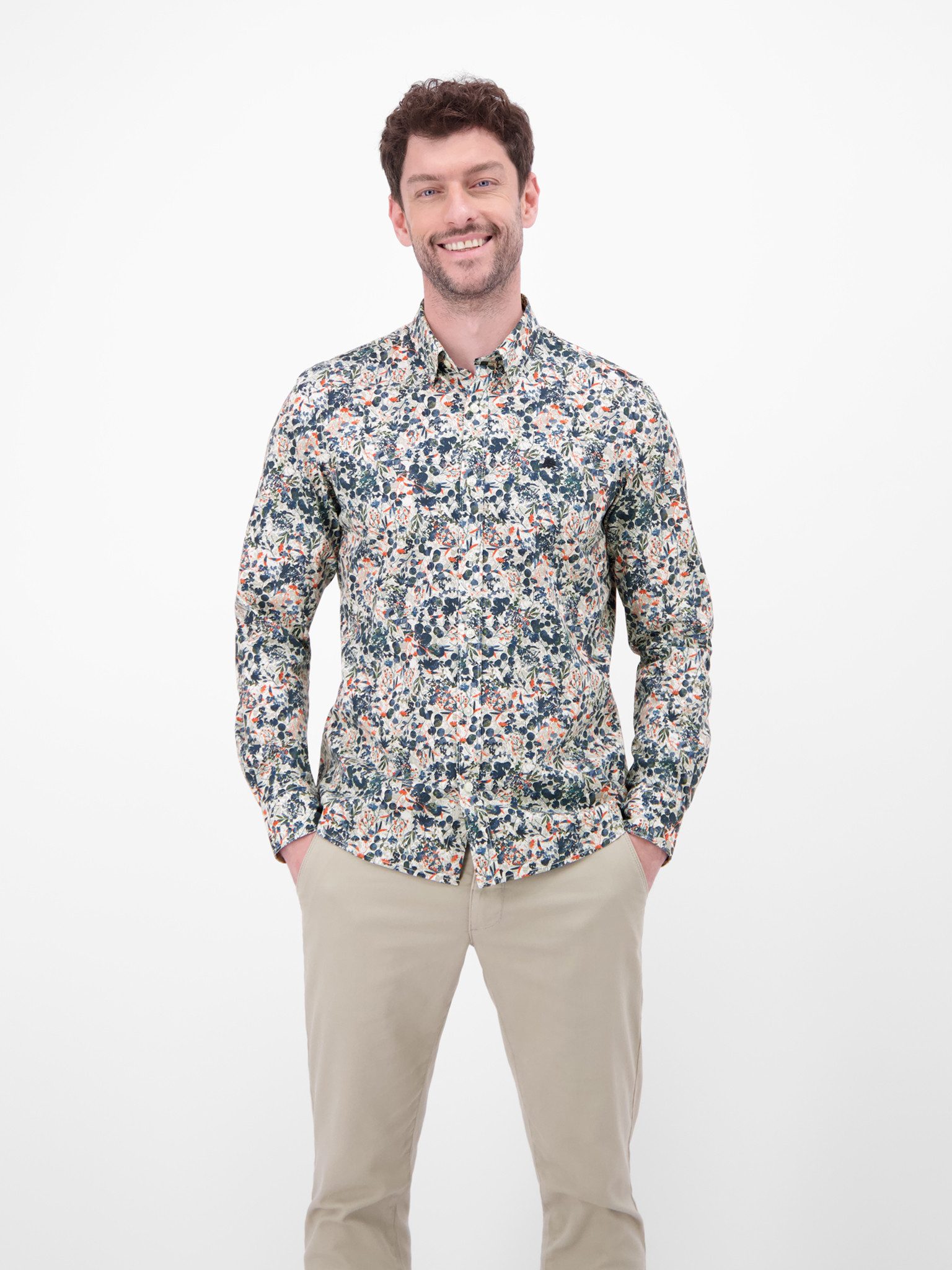 LERROS Langarmhemd mit Minimal-Print, geblümt