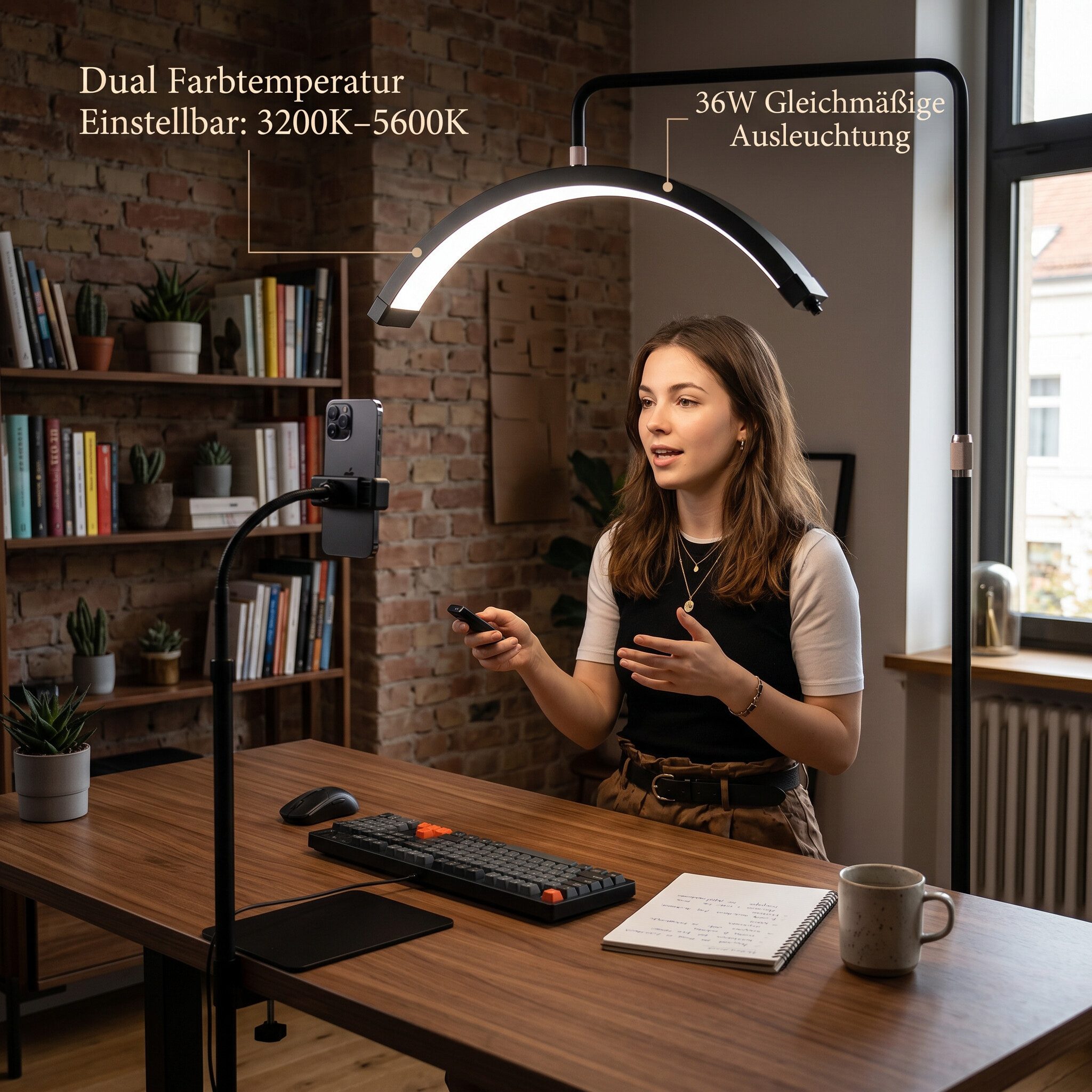 GARRYFIZH LED Pendelleuchte LED-Fülllicht, Nachttischlampe für Schönheitssalons, LED wechselbar, Einstellbare Helligkeit, inklusive 1,8 Meter hohem Lichtstativ