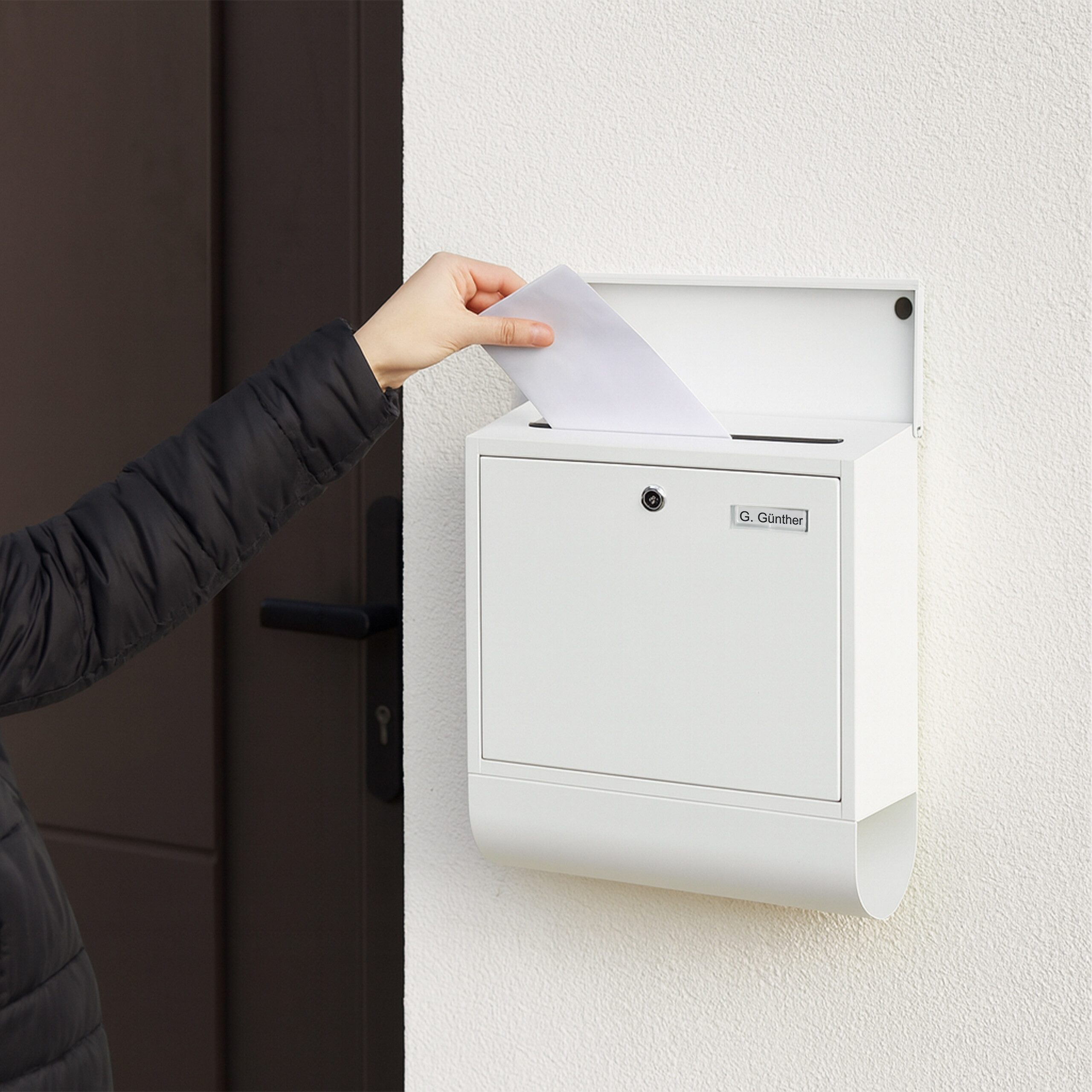 relaxdays Briefkasten mit Zeitungsfach (1-St), weiß – Bild 3 von 5