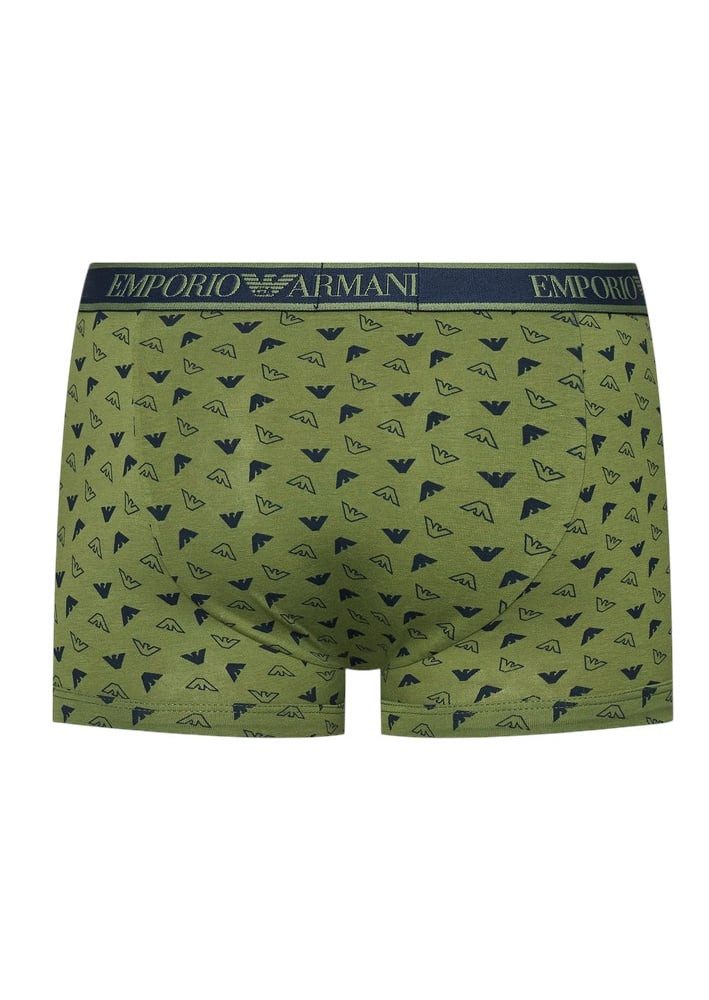 Emporio Armani Boxershorts Unterwäsche Trunk Cotton dunkelblau/grün gemustert Herren - 3 Stück