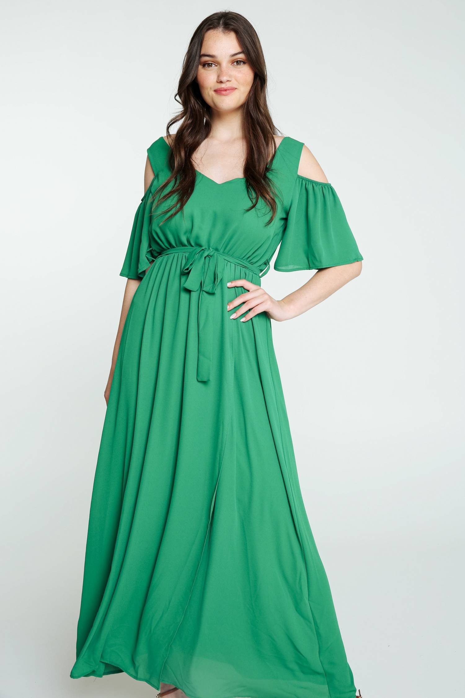 Langes, Schulterfreies Und Kleid Unifarbenes Etuikleid grün Cassis